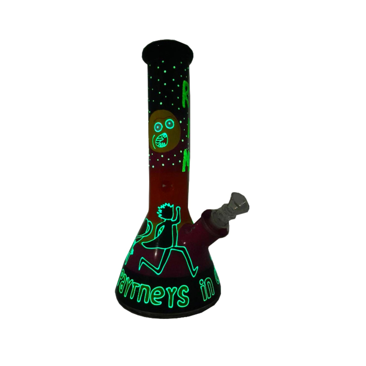 Glass Bong | GLOW IN THE DARK RICK AND MORTY PARTNER IN CRIMES 12.5 INCH