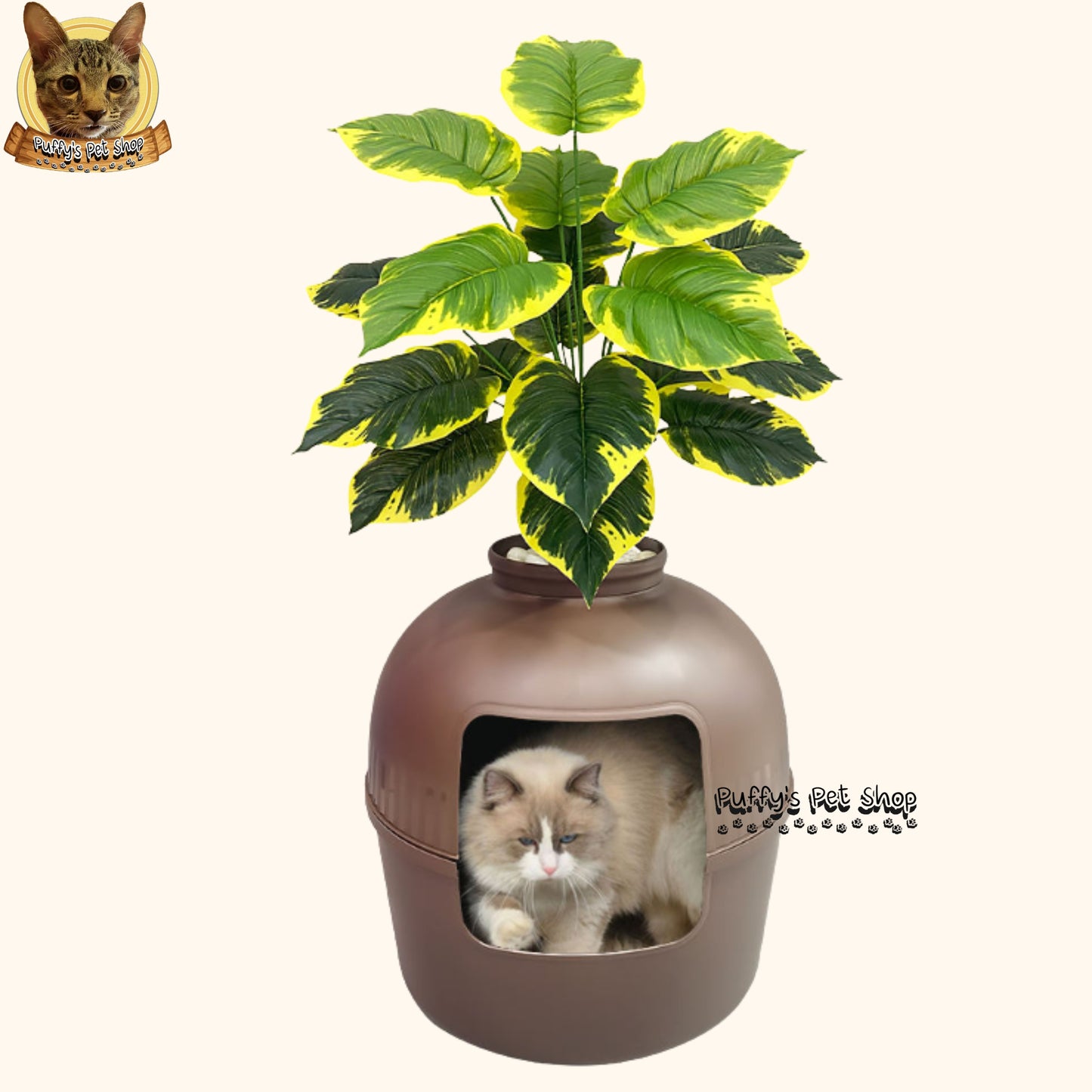 Puffy's Pet Shop | Large Cat Tree House Removable & Durable บ้านแมวต้นไม้ ขนาดใหญ่ แข็งแรง ถอดล้างได้ ตกแต่งบ้านได้ ขนาด 51 x 51 x 51.5 ซม.