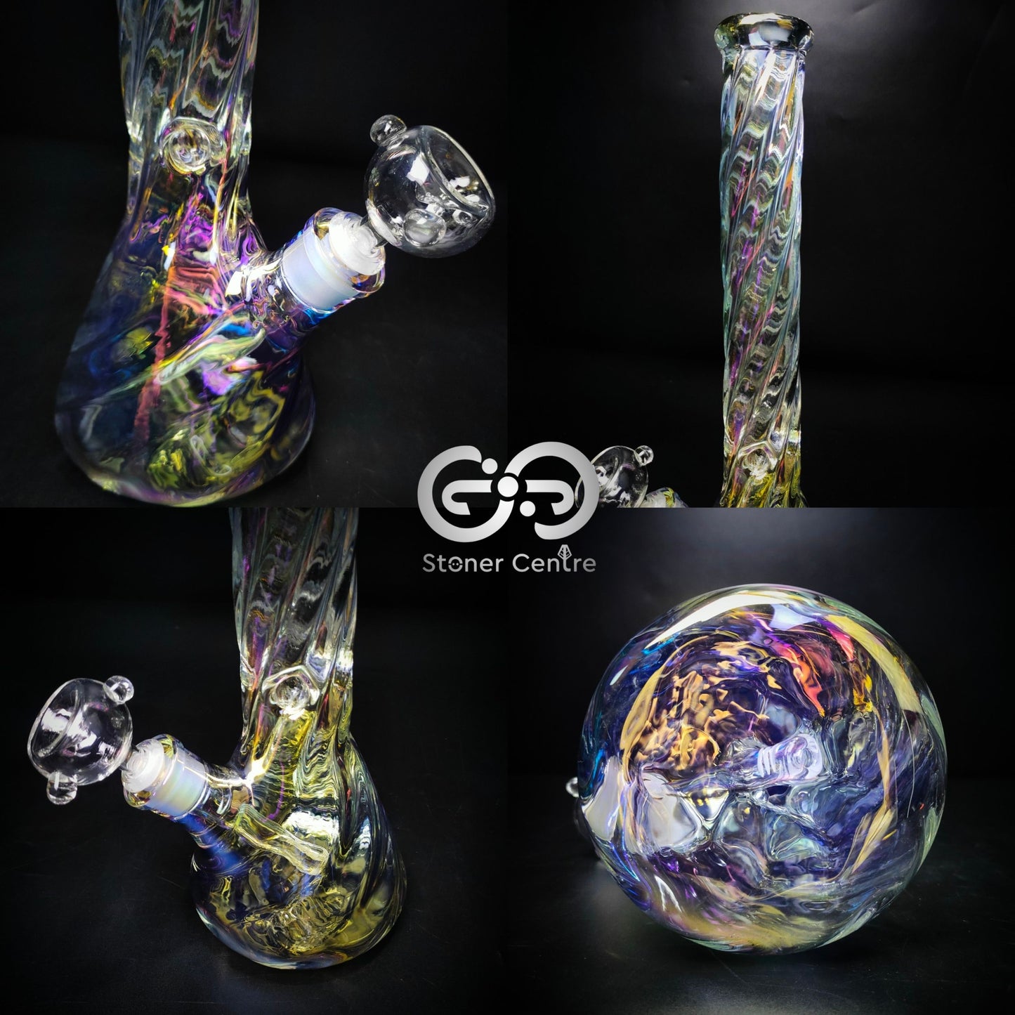 Glass Bong | TWISTY RAINBOW HOLOGRAPHIC BEAKER 16 INCH