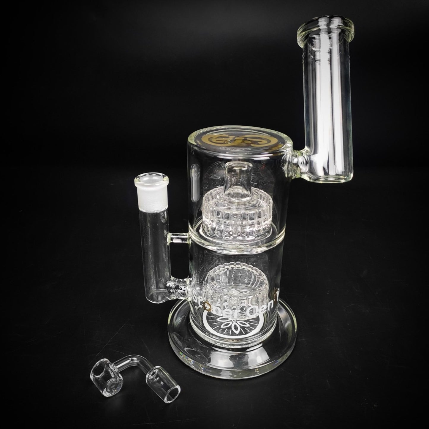 STONERCENTRE | DAB RIG DOUBLE MATRIX PERC BENDED NECK WITH 18 MM QUARTZ BANGER 12 INCH