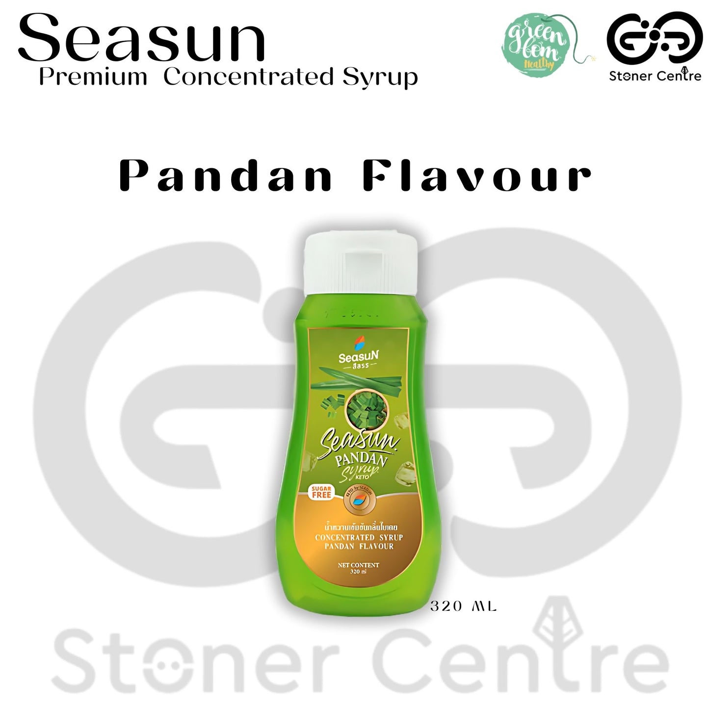 Seasun Premium Concentrated Syrup - Pandan | "กลิ่นใบเตย" สีสรรไซรัป น้ำหวานเข้มข้นพรีเมี่ยม น้ำตาล 0% KETO