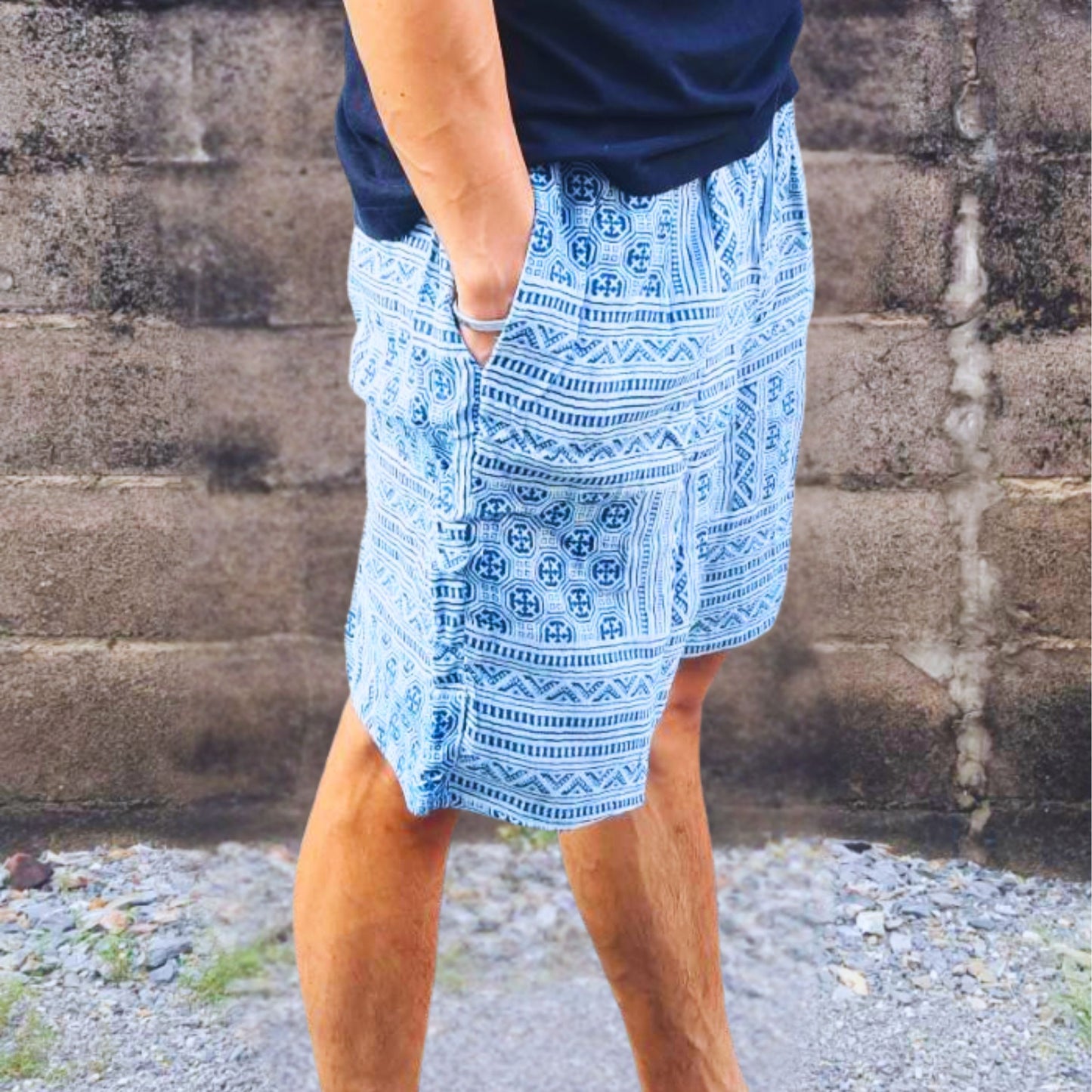 RAK MAE รักแม่ | COMFY COTTON CLASSIC SHORTS - TRIBAL GEOMETRIC STYLE (REGULAR SIZE)