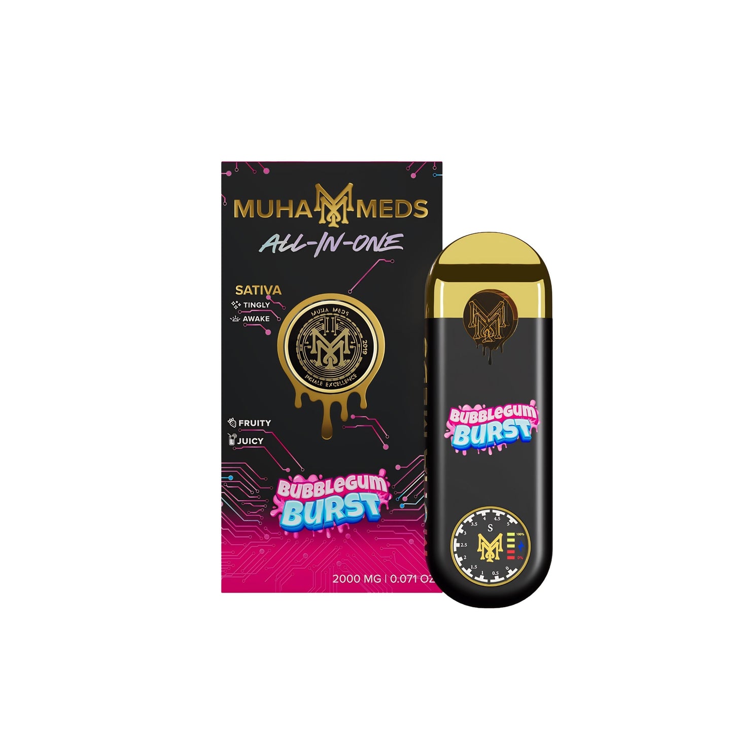 MUHA MEDS ALL - IN - ONE DISPOSABLE 2.0MG | BUBBLEGUM BURST : SATIVA
