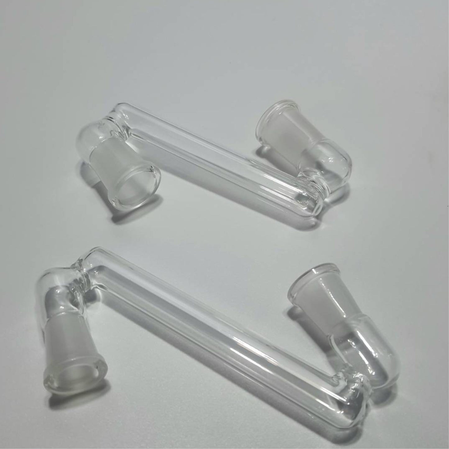 GLASS TUBE | 90 DEGREE DROP DOWN ADAPTTOR ASH CATCHER - 14MM FEMALE TO 14MM FEMALE / 18MM FEMALE TO 18MM FEMALE