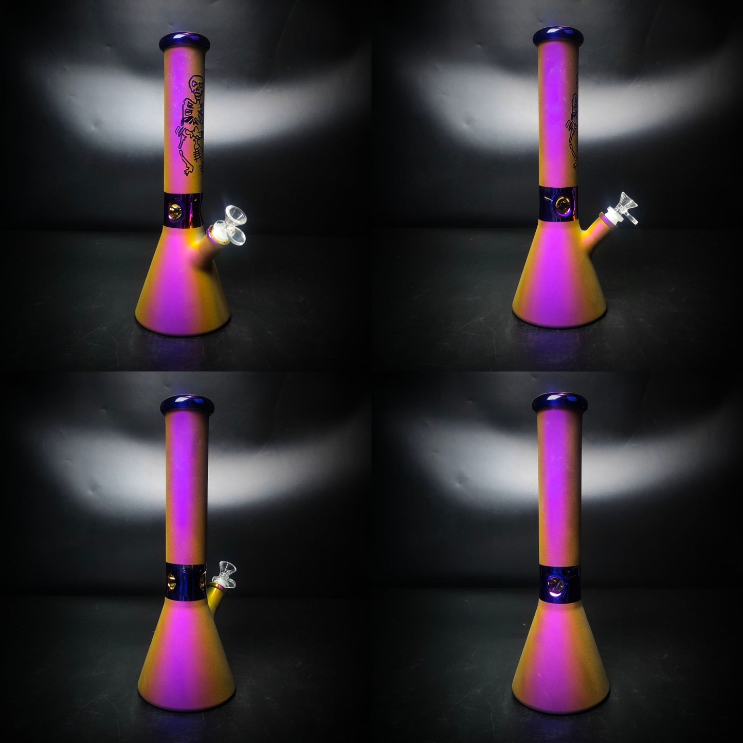 GLASS BONG | ELECTORFACING DANCING SKELETON BEAKER 5 MM THICKNESS 14 INCH