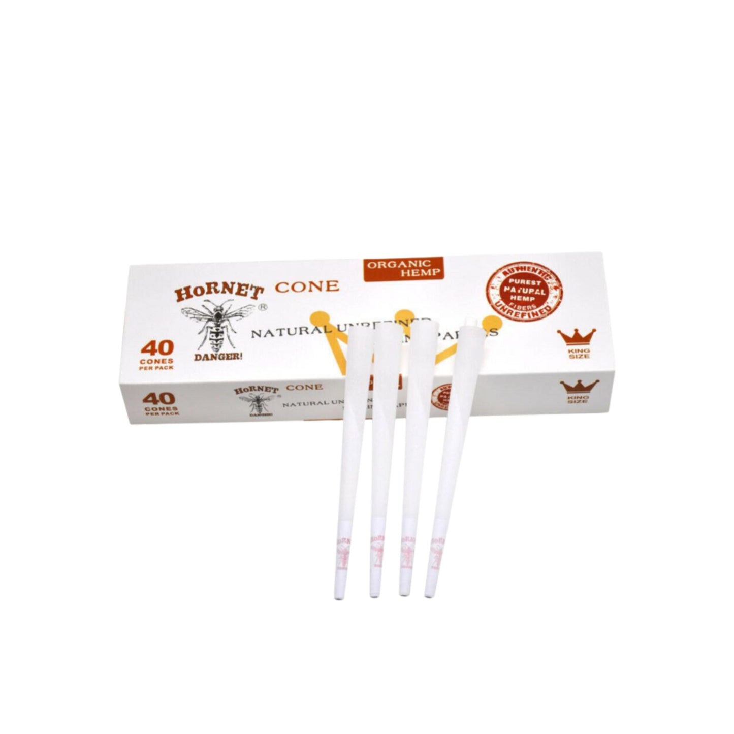 ROLLING PAPER | HORNET WHITE KINGSIZE ORGANIC HEMP PRE - ROLLED CONES