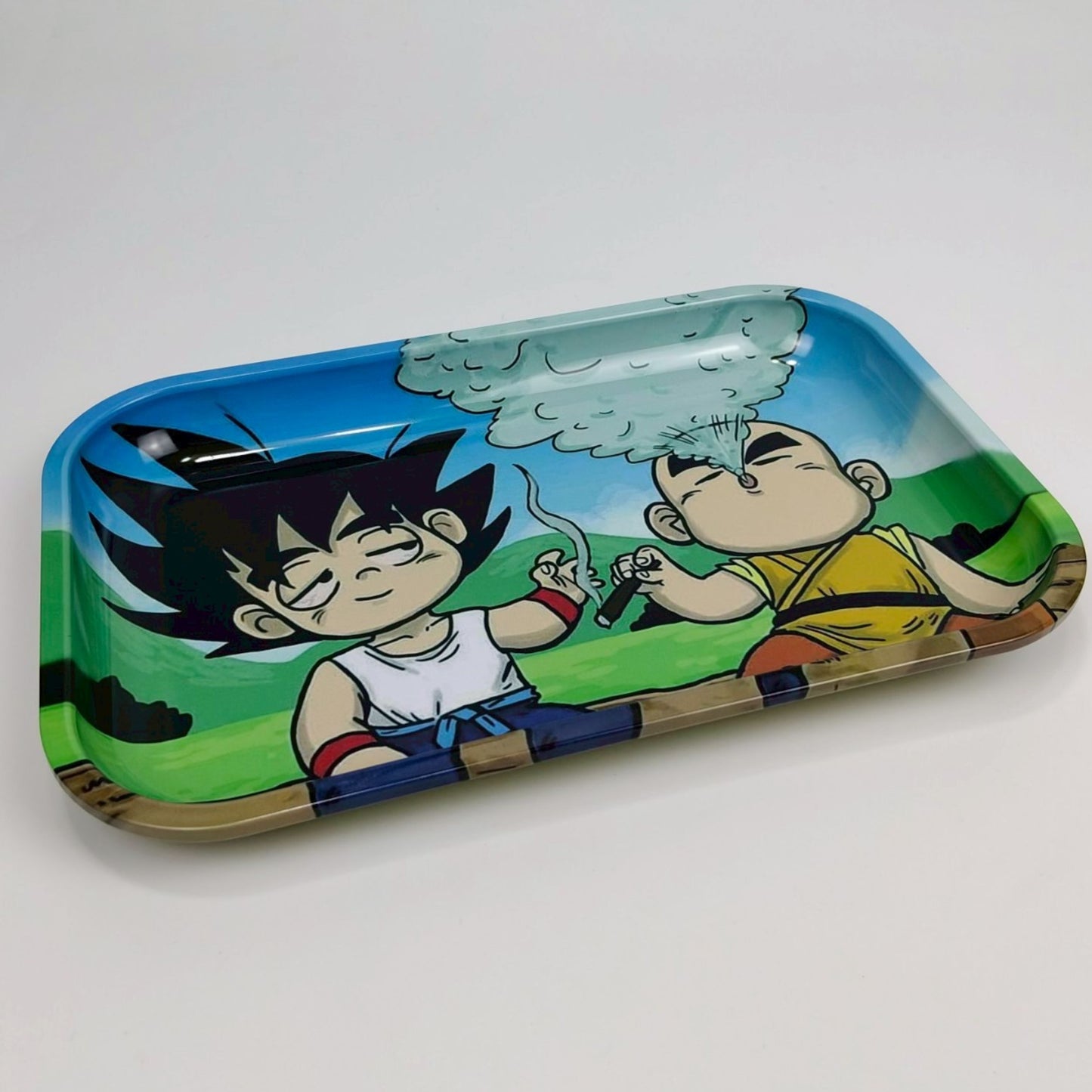 TRAY | GOKU & KRILLIN PUFFING METAL ROLLING TRAY SIZE : 19X28.5 CM