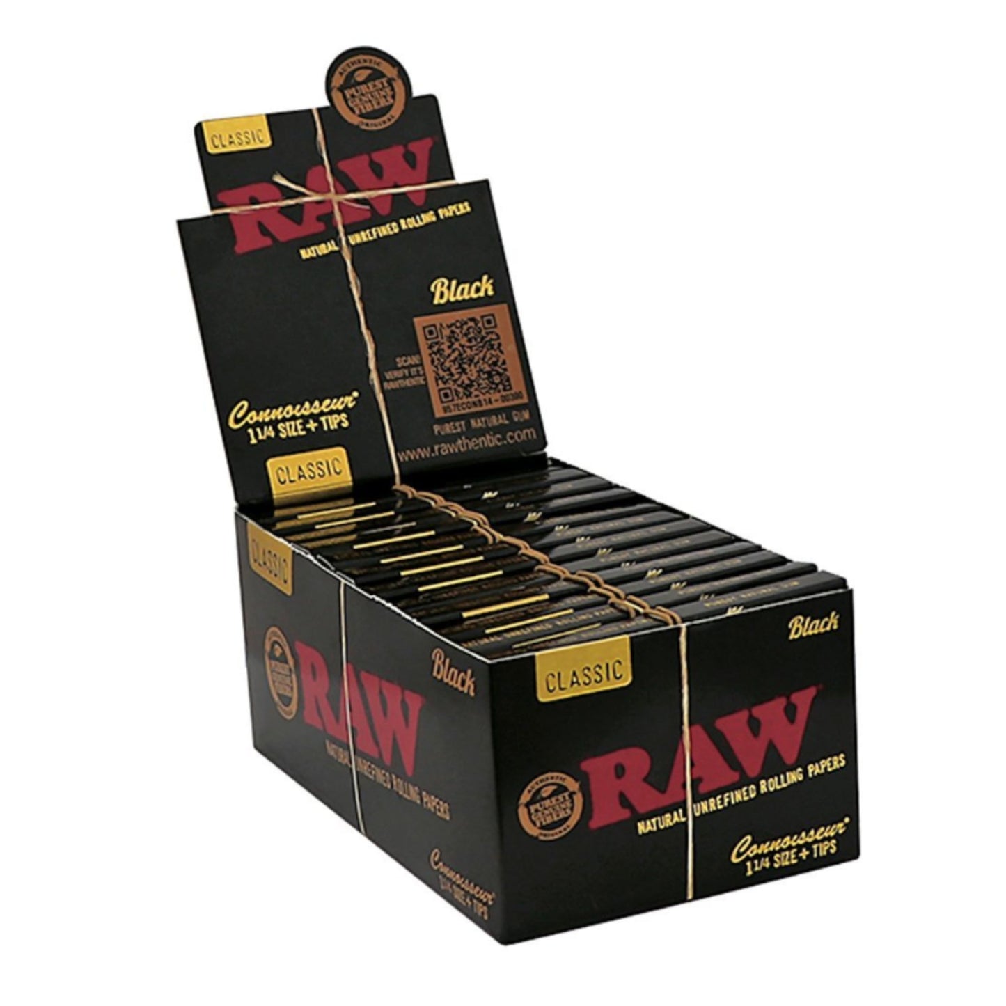 ROLLING PAPER | RAW BLACK CLASSIC CONNOISSEUR 1 ¼" WITH TIPS