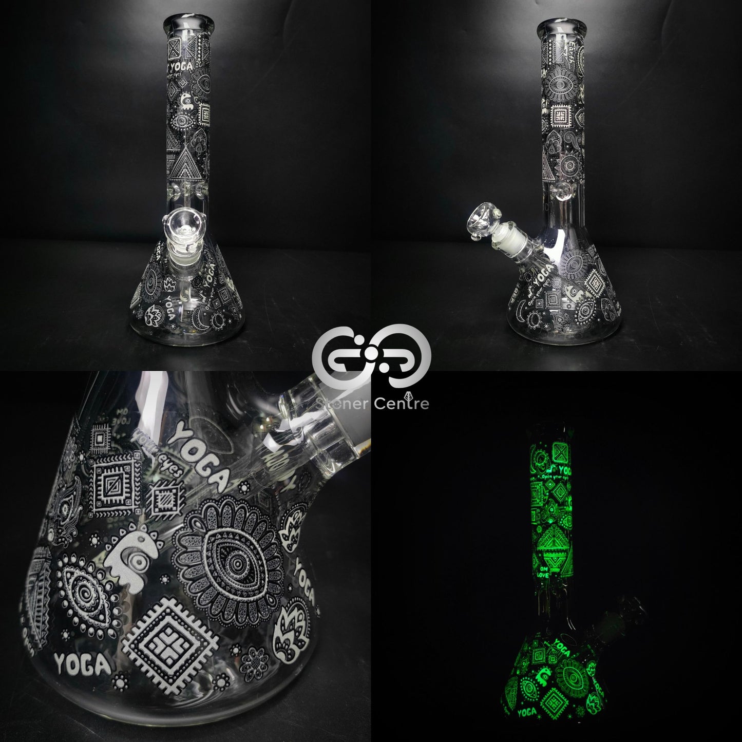 Glass Bong | TRIBAL GLOW IN THE DARK 14 INCH
