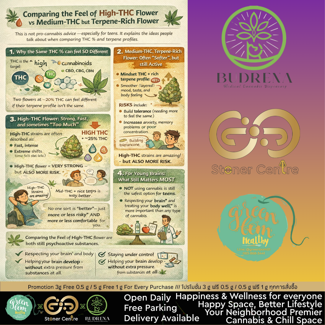 เปรียบเทียบฟีลของดอก High THC vs ดอก THC ปานกลางแต่ Terpene หนา