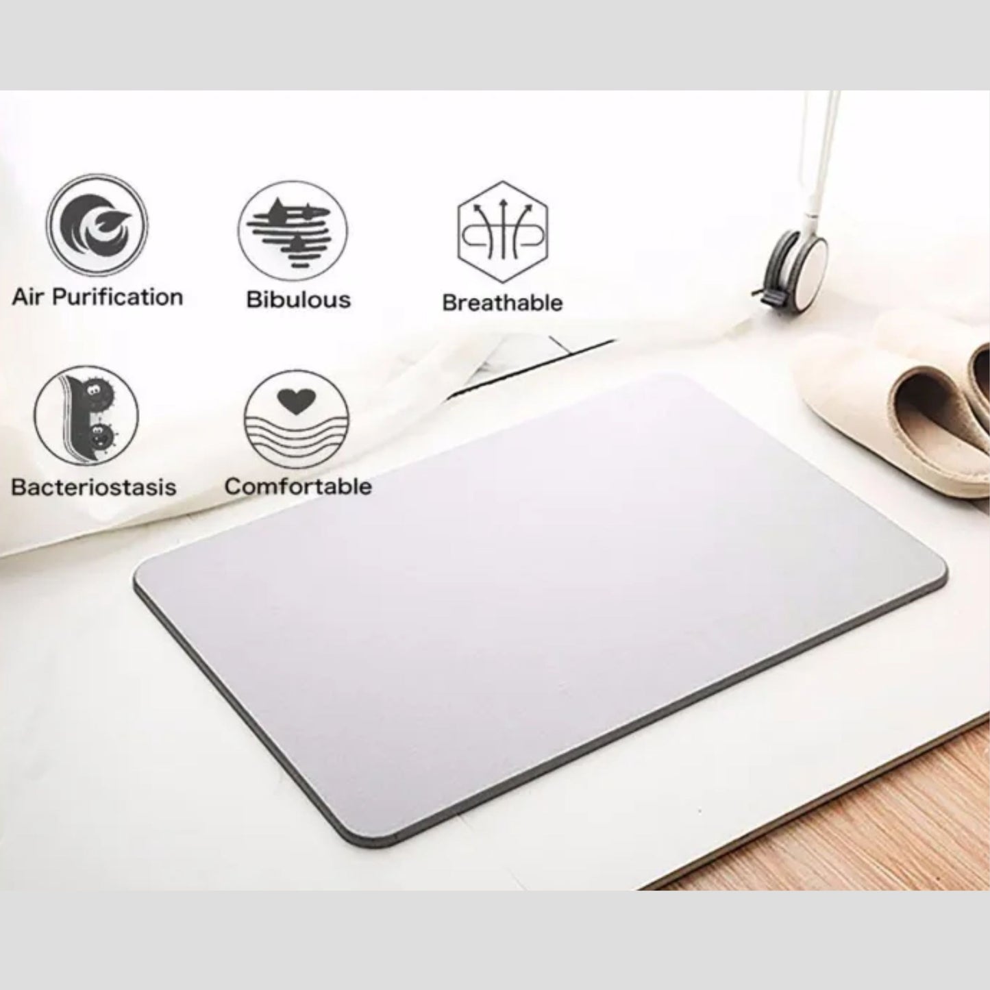 DIATOMITE BATH MAT | พรมหินเช็ดเท้าญี่ปุ่น 350x450mm - แร่หินเช็ดเท้า พรมห้องน้ำ พรมเช็ดเท้าแร่หิน ซับน้ำดี