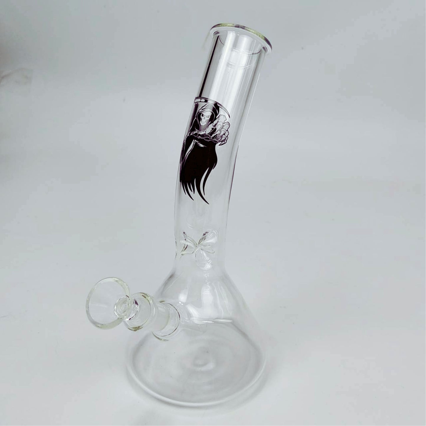 GLASS BONG | GRIM REAPER BENDED NECK BEAKER GLASS BONG 8.5 INCH 4MM THICKNESS