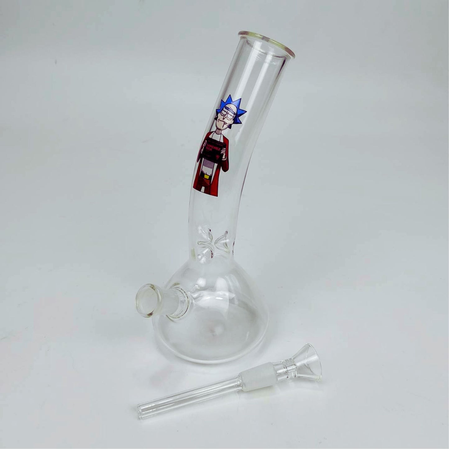 GLASS BONG | RICK AND MORTY WANTED RICK BENDED NECK 8.5 INCH 4MM THICKNESS