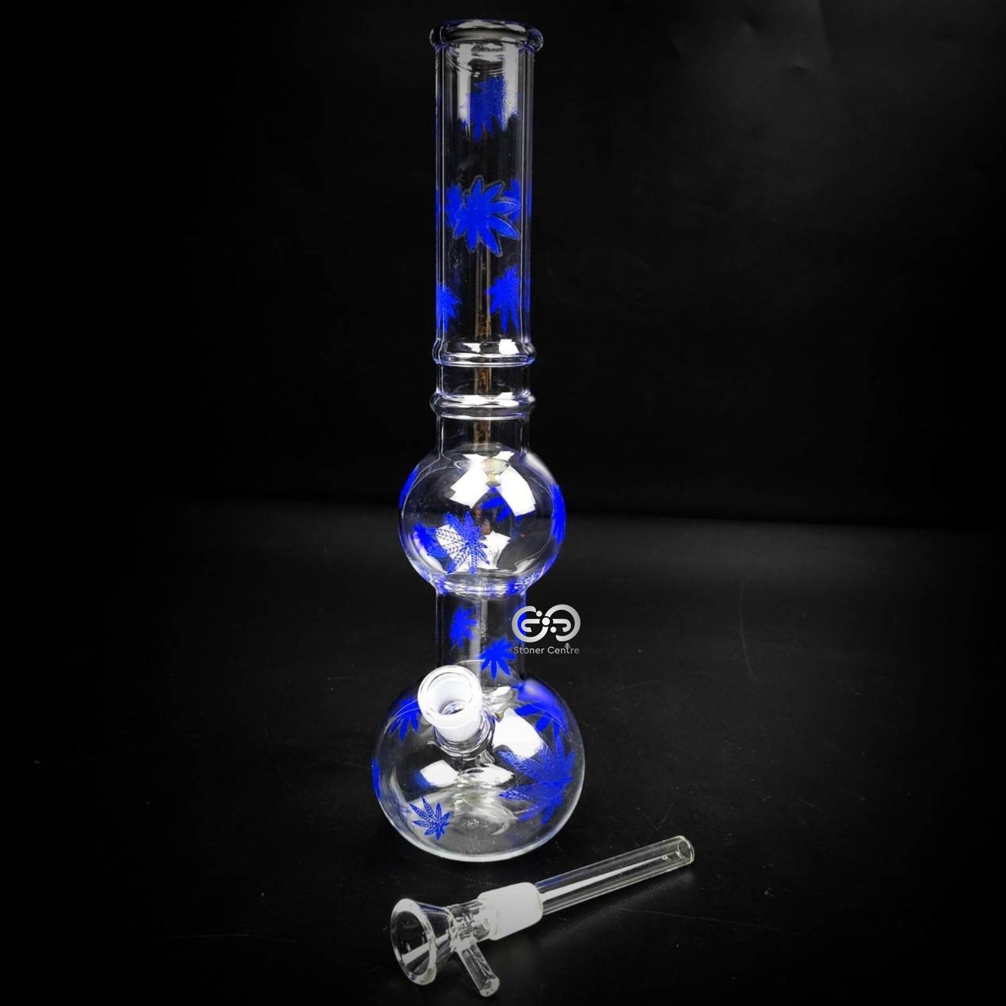 Glass Bong | MJ LEAF DOUBLE SPHERE GLASS BONG 12 INCH