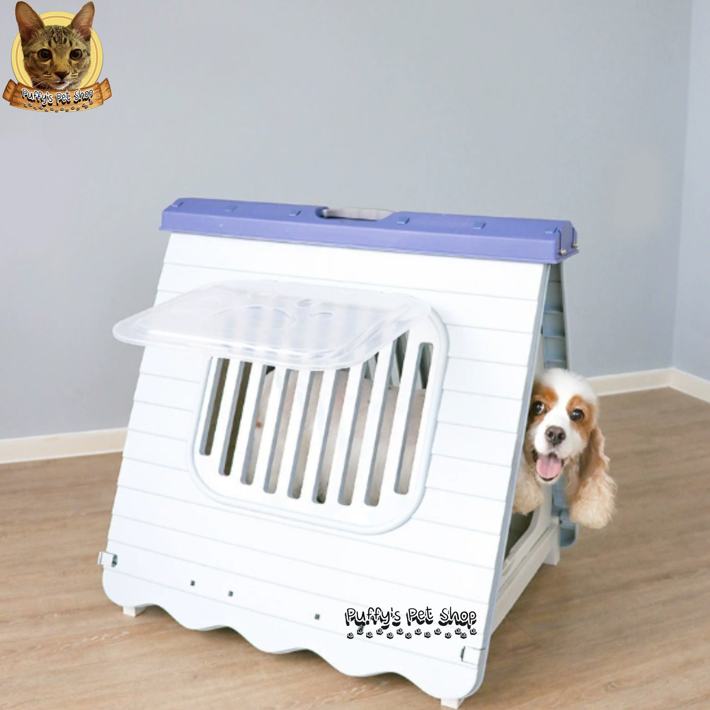 Puffy's Pet Shop | Vintage-Style Dog Tent Bed   15 kg เต็นท์ที่นอนสุนัขสไตล์วินเทจ สำหรับสุนัขน้ำหนักน้อยกว่า 15 กก. ขนาด: 58 x 71 x 68 ซม.