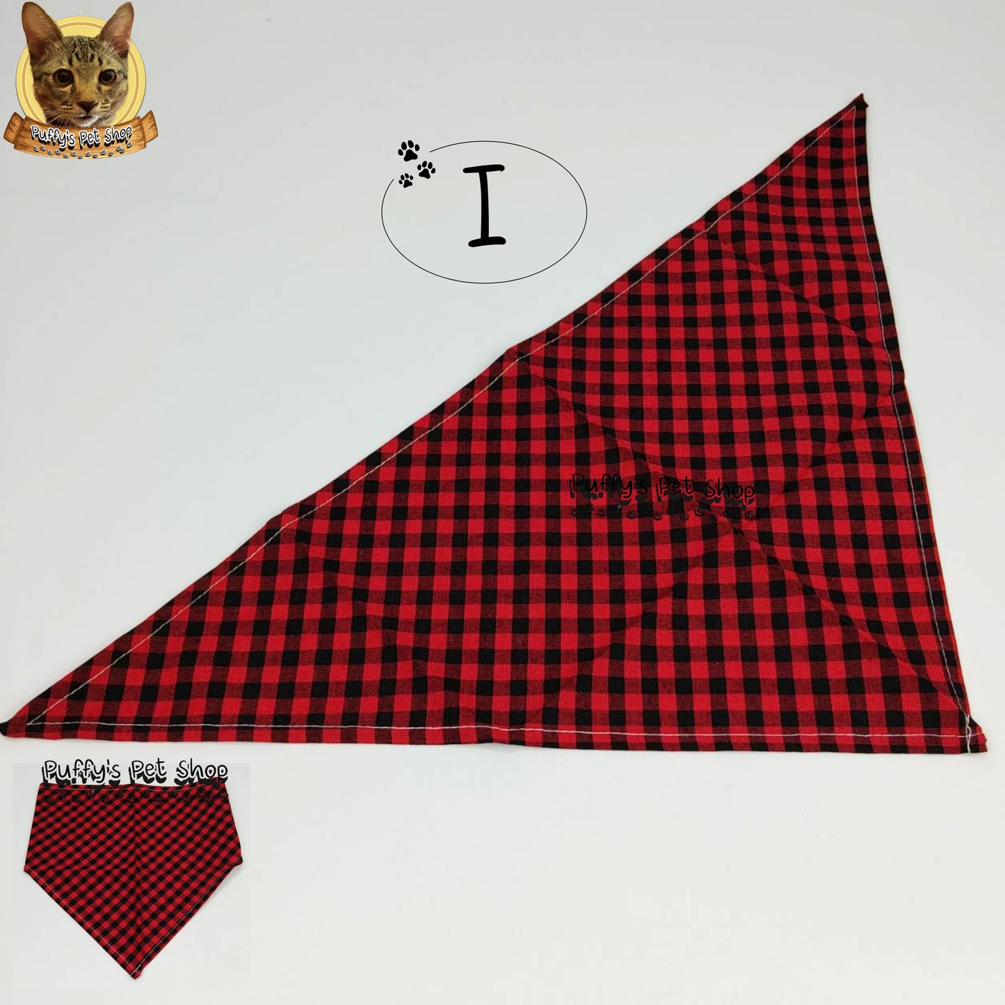 Puffy's Pet Shop |  Luxury Cotton Pet Scarf  ผ้าพันคอสัตว์เลี้ยงพรีเมียม ผ้าคอตตอนแท้ เนื้อผ้าดี ไม่ระคายเคือง สำหรับสุนัขและแมว ขนาด L 60 ซม.