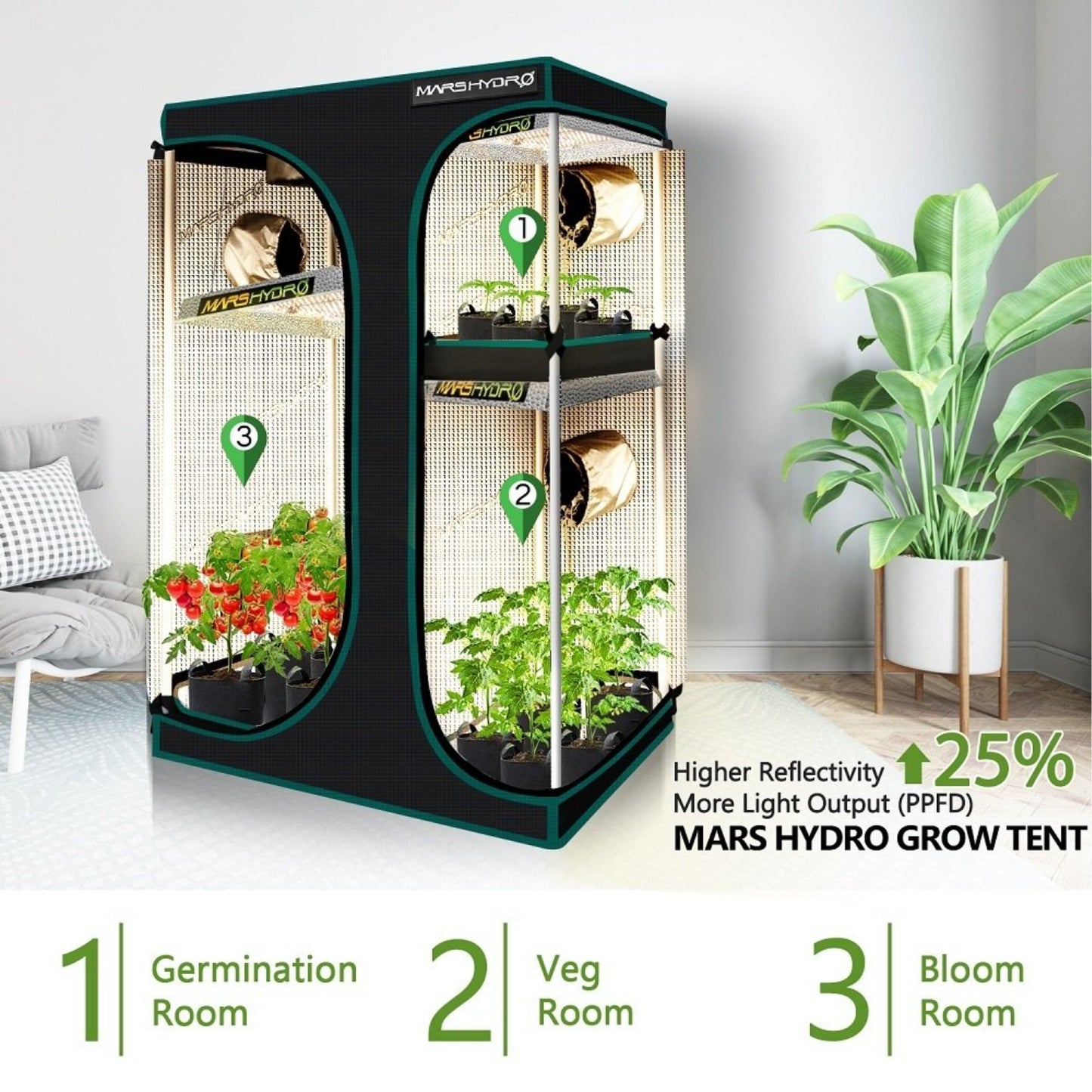 GROWING TOOLS | MASR HYDRO 2 IN 1 GROW TENT 120x90x180 CM