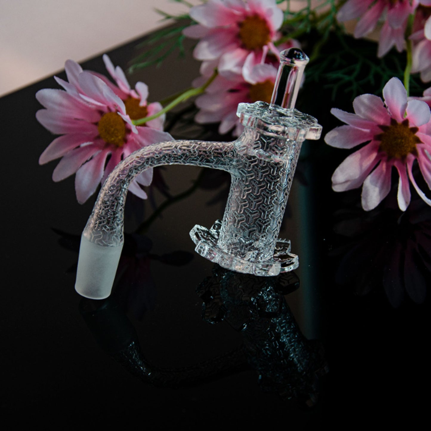 QUARTZ BOWL | LOTUS BLENDER QUARTZ BANGER WITH CAP PEARL 18 MM 45&90 DEGREE