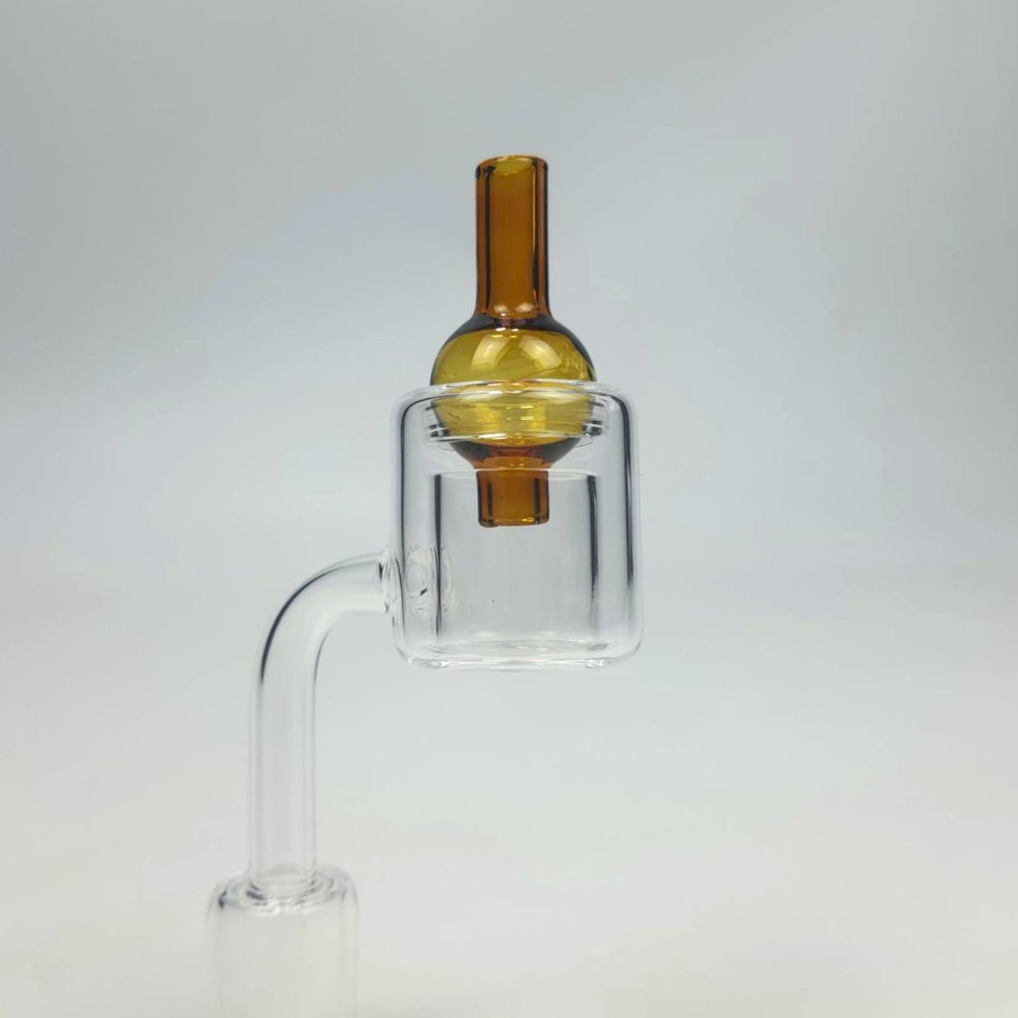 QUARTZ BOWL | DOUBLE LAYER QUARTZ BANGER 18MM & 90 DEGREE WITH GLASS CAP