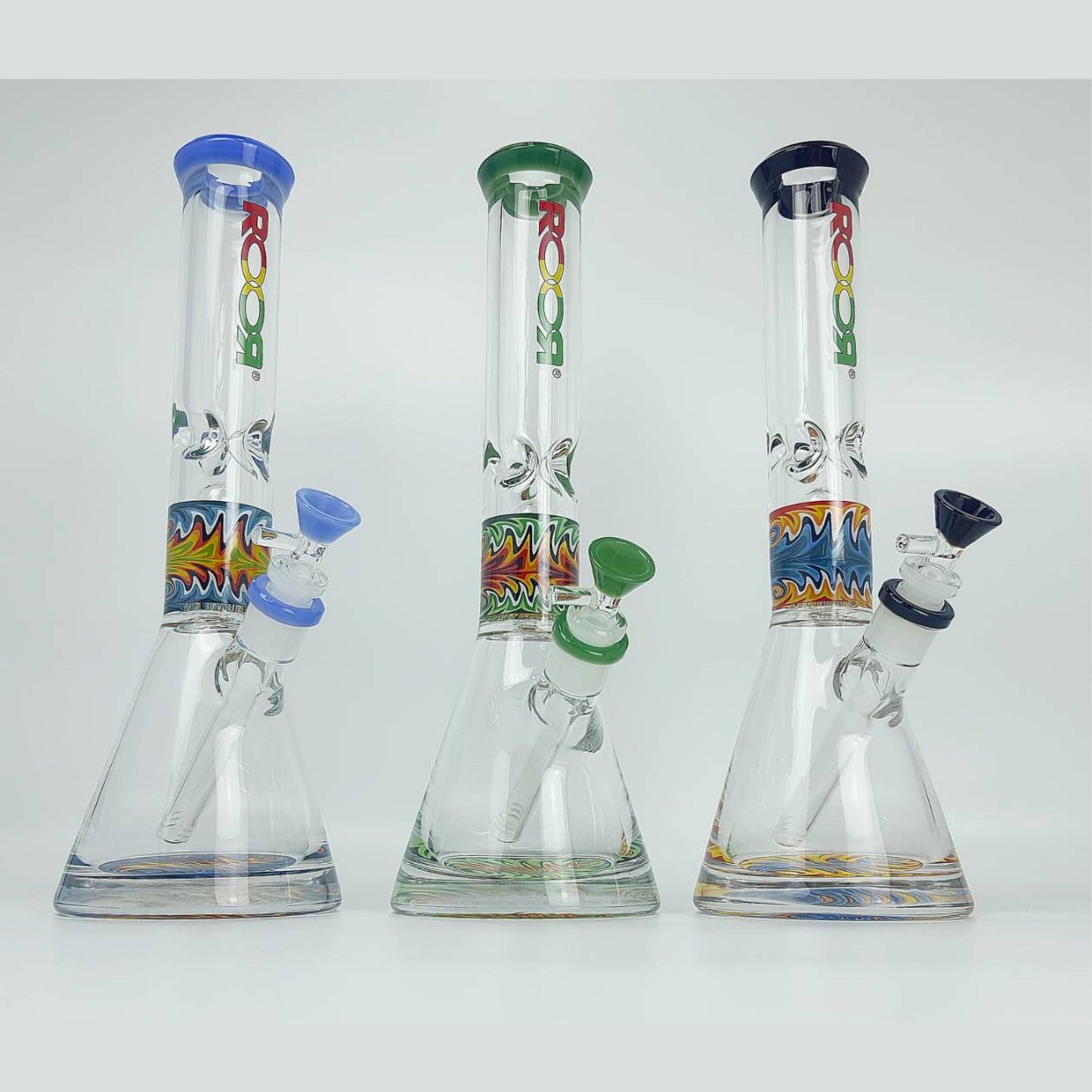 Glass Bong | ROOR BEAKER WIG WAG WITH DOME PERC 9 MM 13.5 INCH