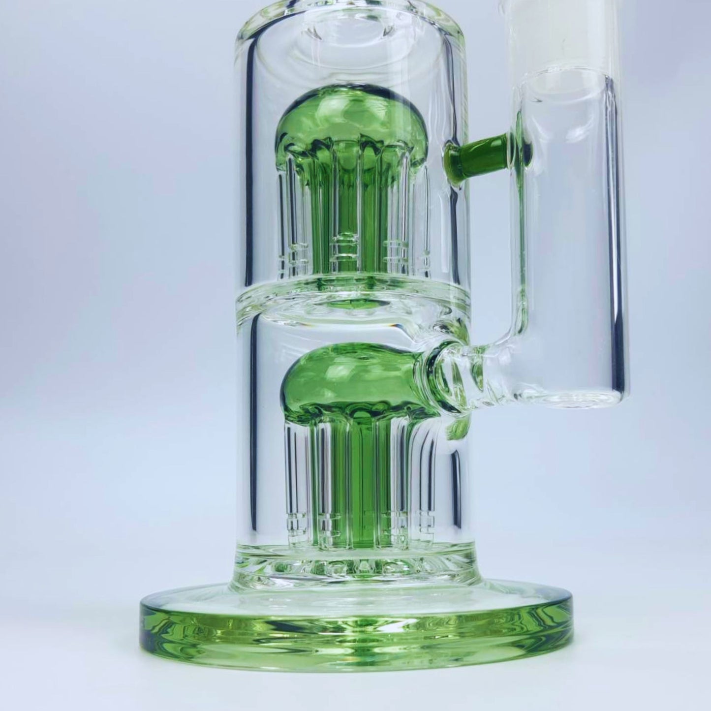 GLASS BONG | STRAIGHT GLASS RIG 10.5 INCH 18MM JOINT BUILT IN DOUBLE WATERFALL PERC - 16 ARM DIFFUSER THICKEN BASE AND COLOR TOP