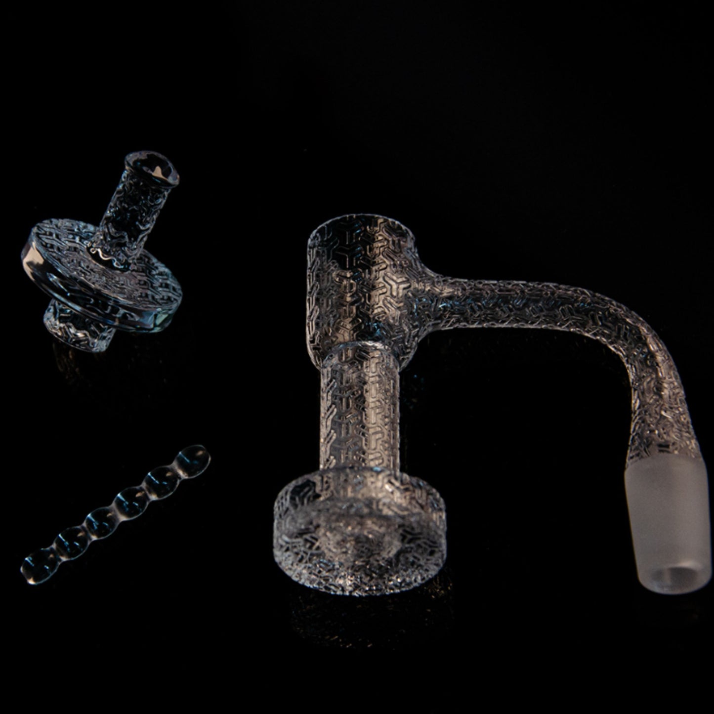 QUARTZ BOWL | PATTERNED QUARTZ BOWL WITH CAP & DAB PEARL 14 MM 45&90 DEGREE