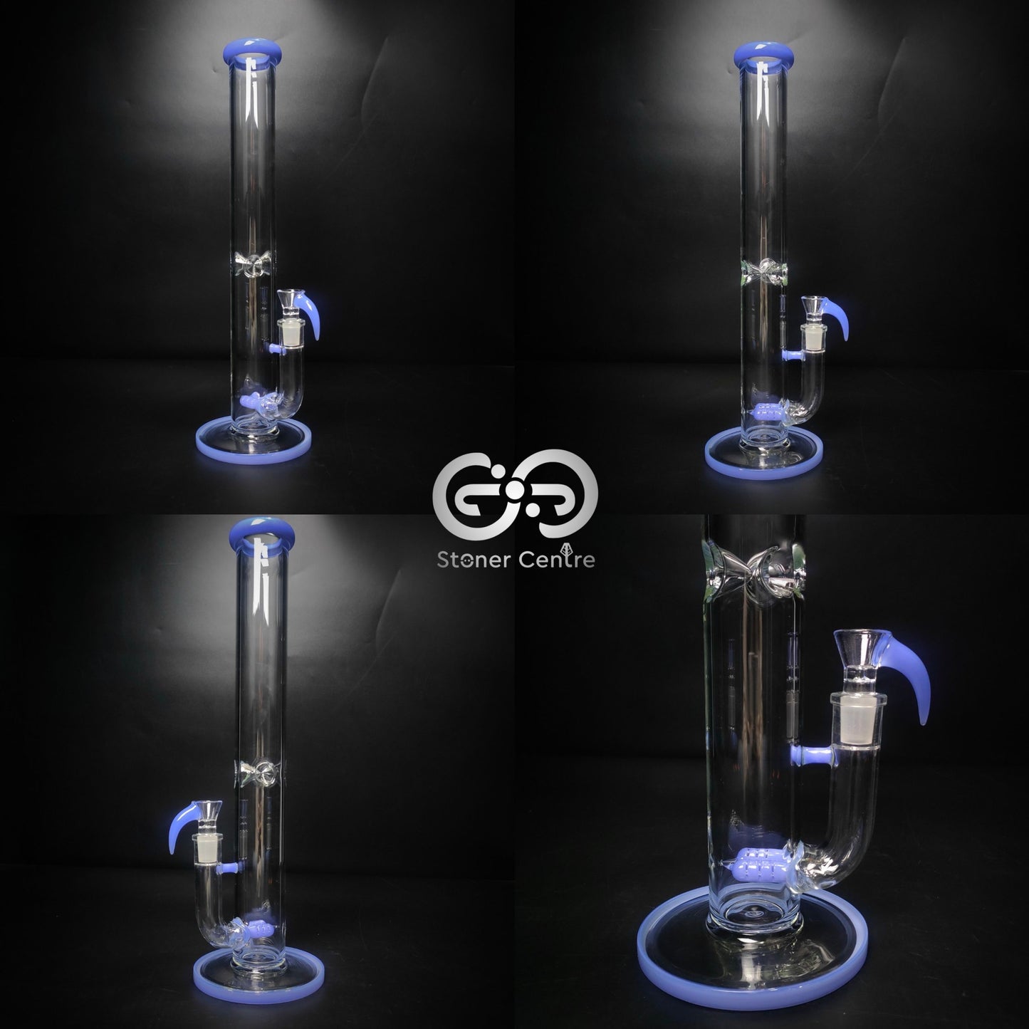 Glass Bong | NO LOGO STR WITH DOUBLE INLINE PERC 18 MM COLORFUL HORN 17 INCH