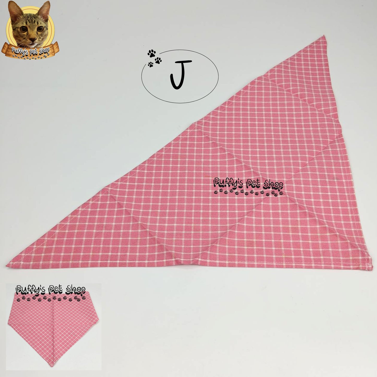 Puffy's Pet Shop |  Luxury Cotton Pet Scarf  ผ้าพันคอสัตว์เลี้ยงพรีเมียม ผ้าคอตตอนแท้ เนื้อผ้าดี ไม่ระคายเคือง สำหรับสุนัขและแมว ขนาด L 60 ซม.
