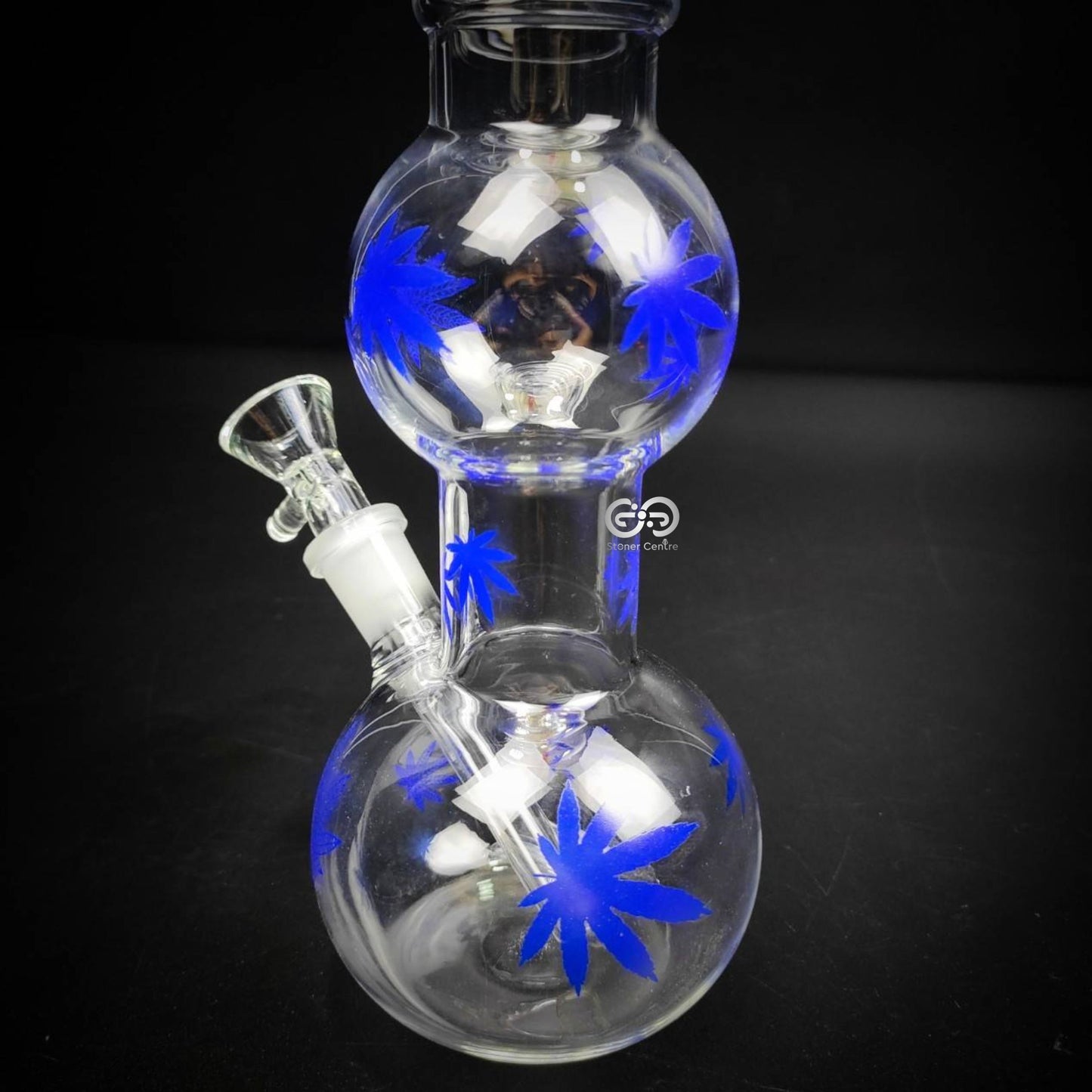 Glass Bong | MJ LEAF DOUBLE SPHERE GLASS BONG 12 INCH