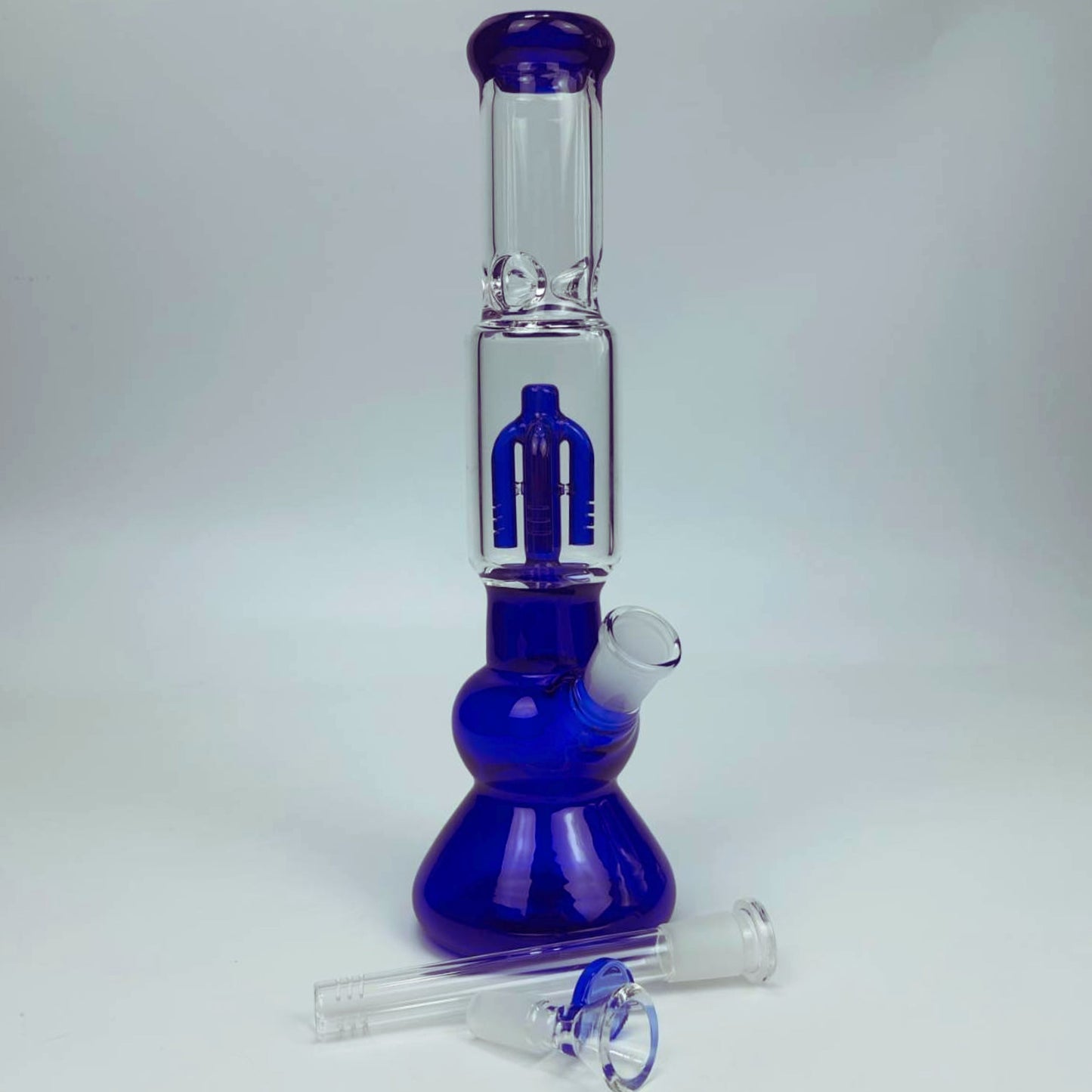 GLASS BONG | DOUBLE SPHERE BASE GLASS 14MM JOINT WITH 4 ARM PERC 12 INCH