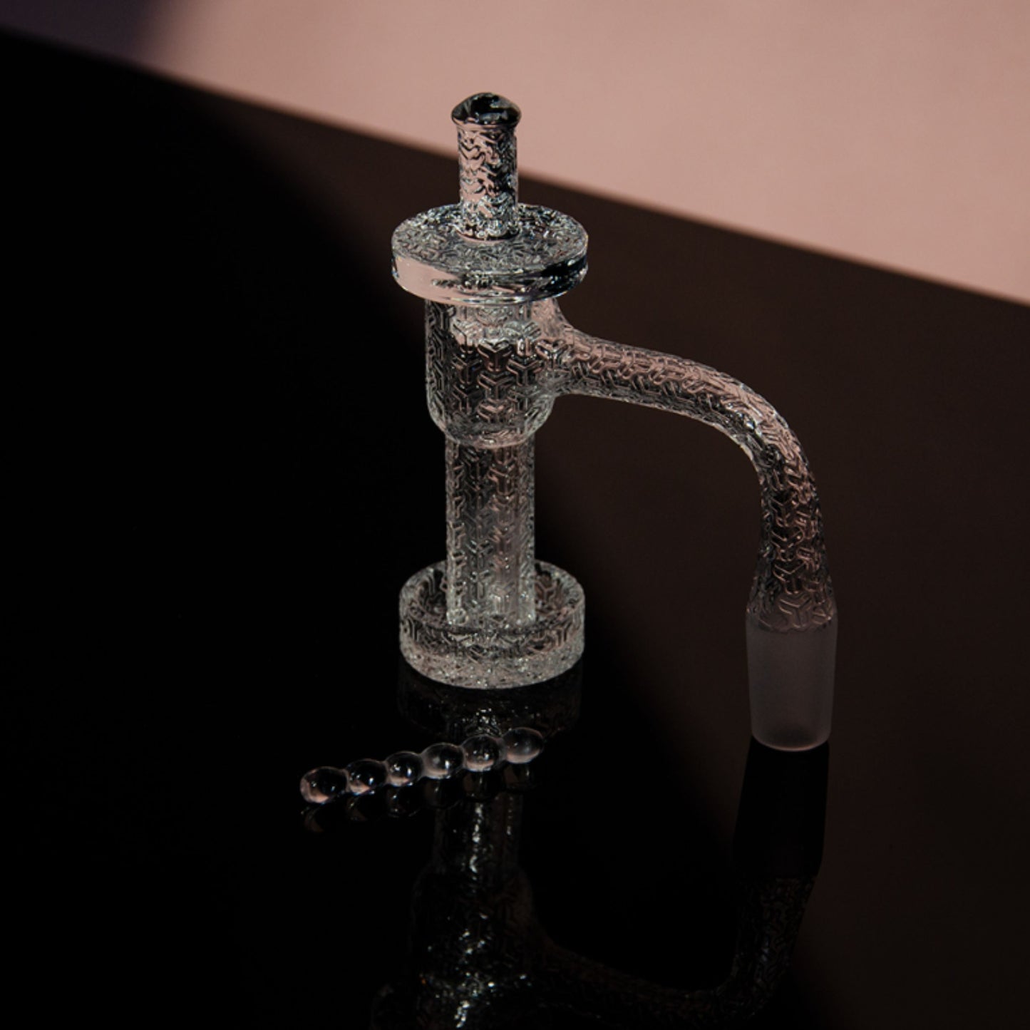 QUARTZ BOWL | PATTERNED QUARTZ BOWL WITH CAP & DAB PEARL 18 MM 45&90 DEGREE