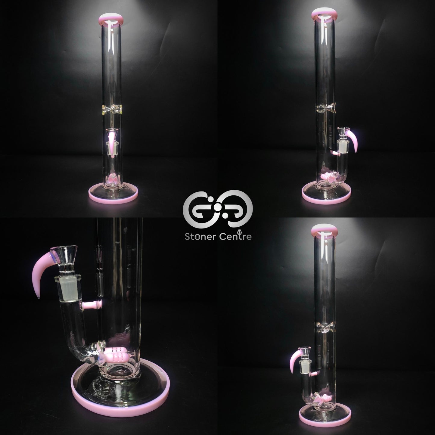 Glass Bong | NO LOGO STR WITH DOUBLE INLINE PERC 18 MM COLORFUL HORN 17 INCH