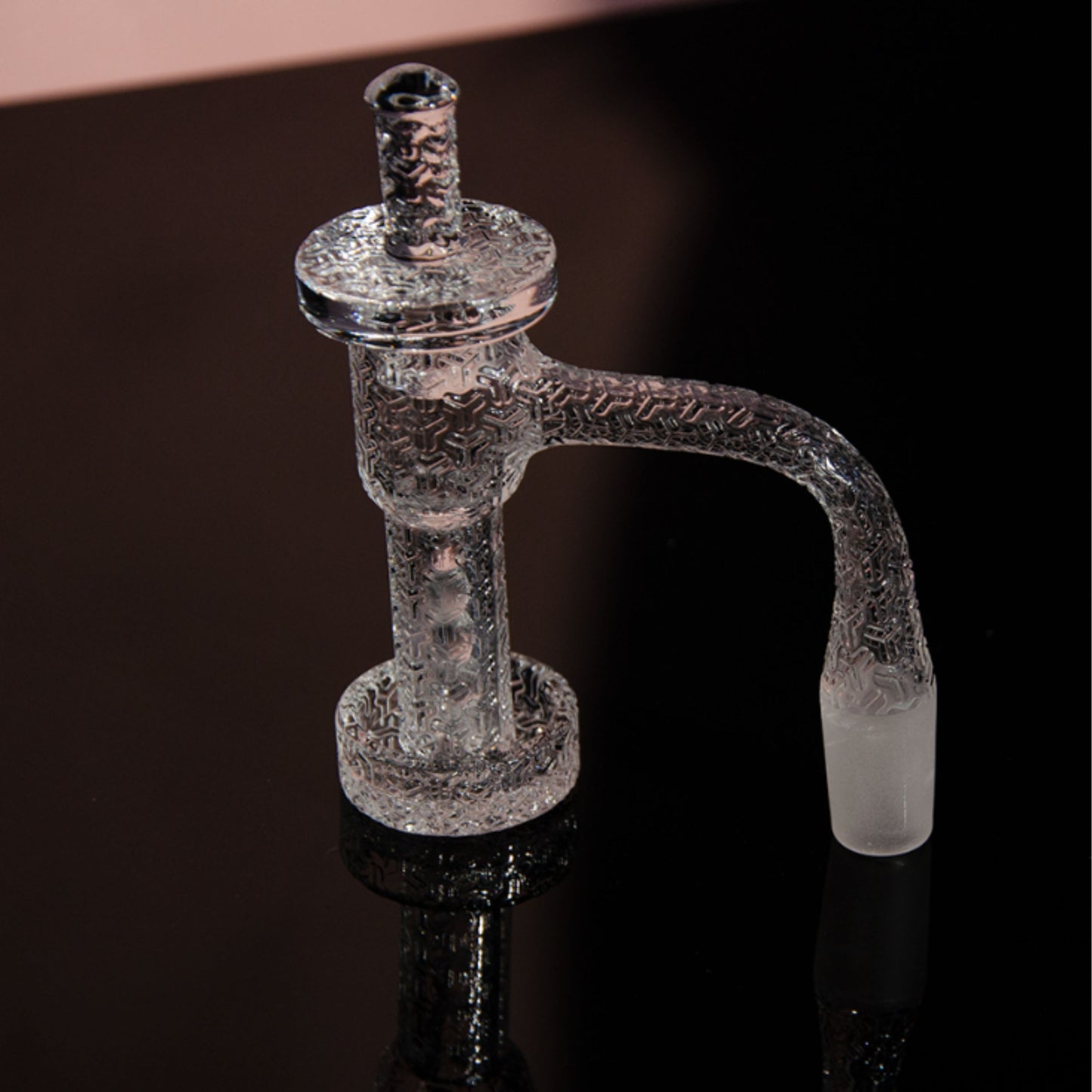 QUARTZ BOWL | PATTERNED QUARTZ BOWL WITH CAP & DAB PEARL 14 MM 45&90 DEGREE