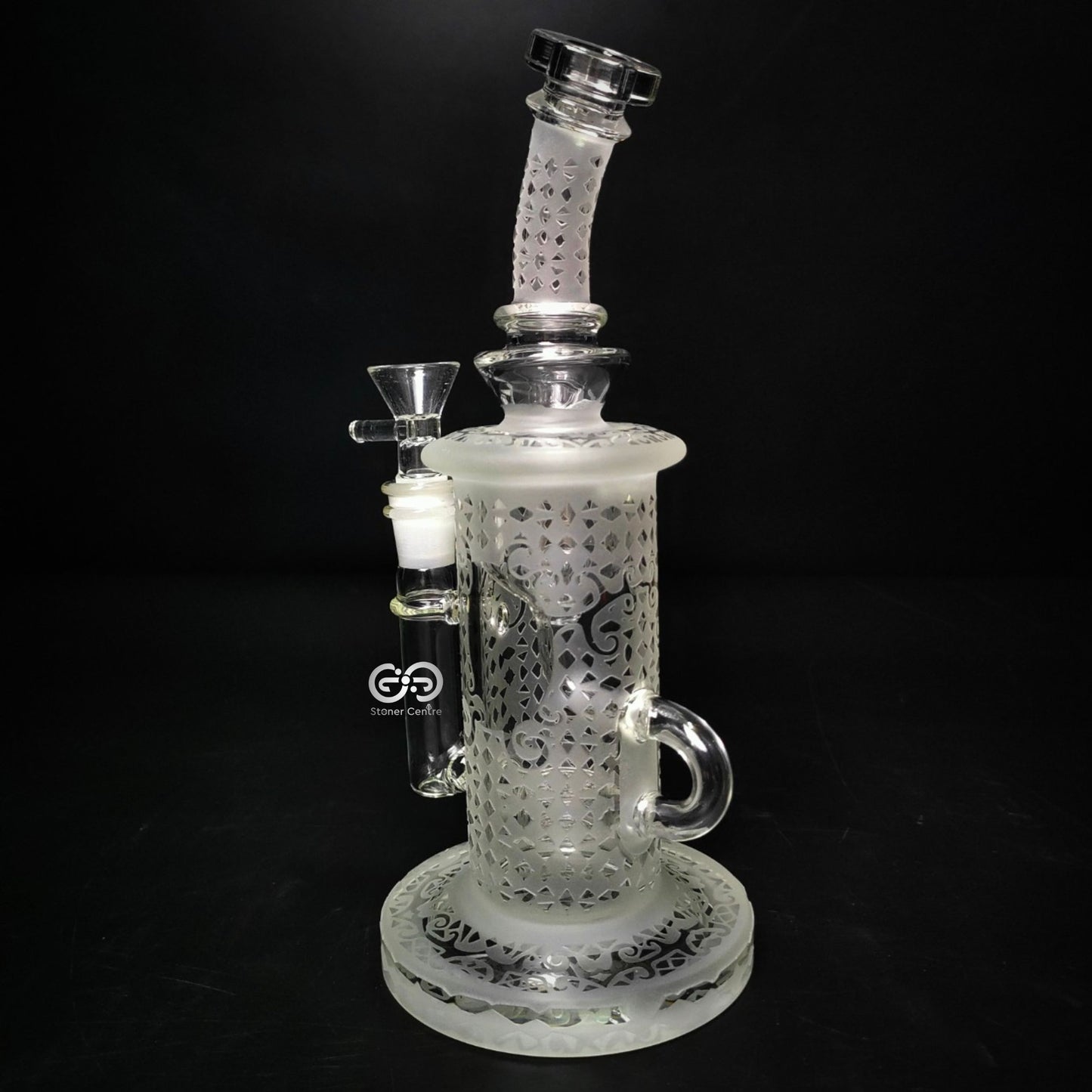 Glass Bong | ENGRAVED DYNASTY DAB RIG 14 MM JOINT WITH PERC 9 INCH