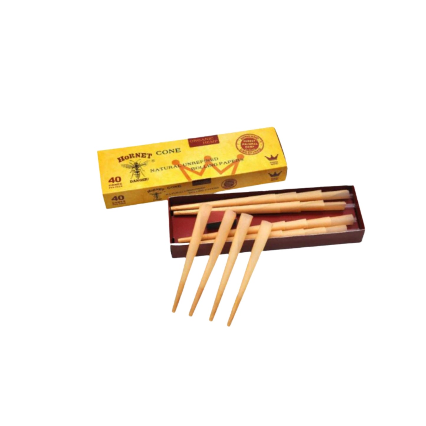ROLLING PAPER | HORNET BROWN KINGSIZE ORGANIC HEMP PRE - ROLLED CONES