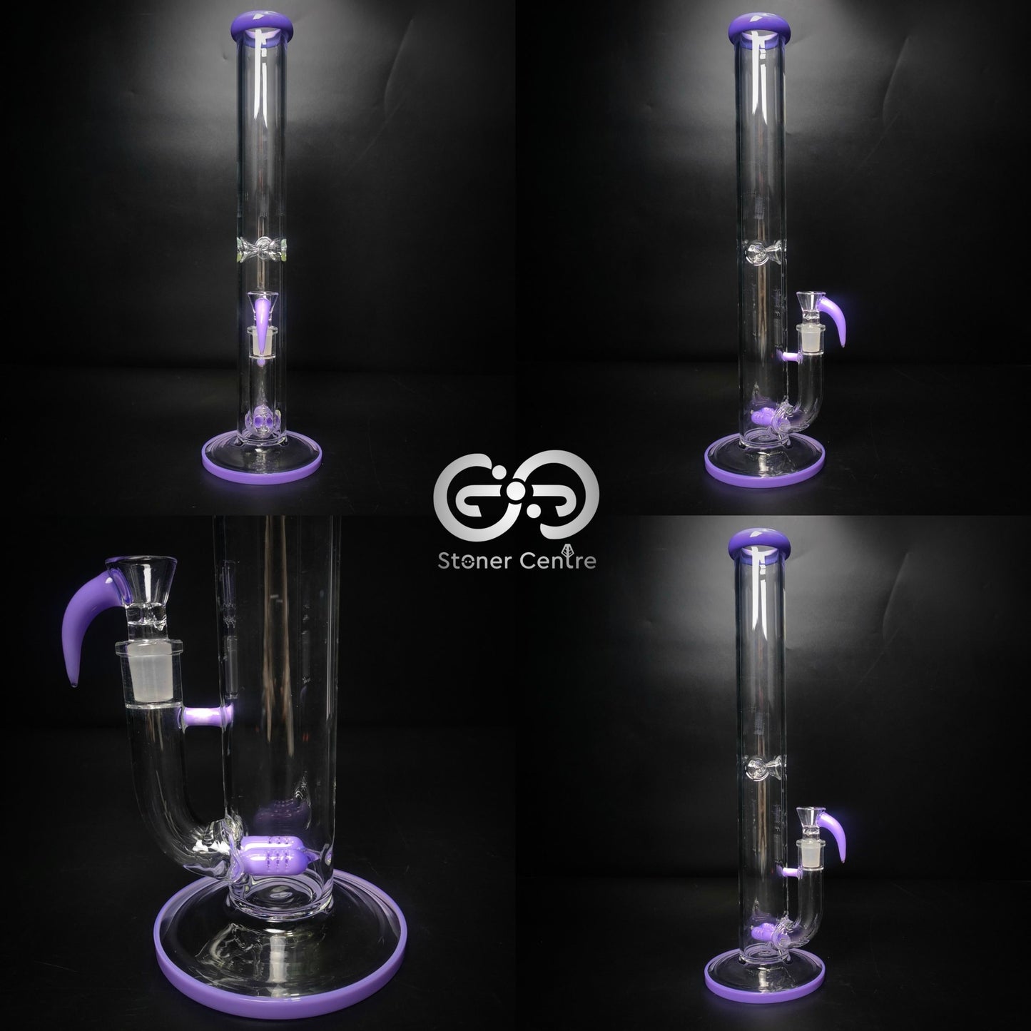 Glass Bong | NO LOGO STR WITH DOUBLE INLINE PERC 18 MM COLORFUL HORN 17 INCH