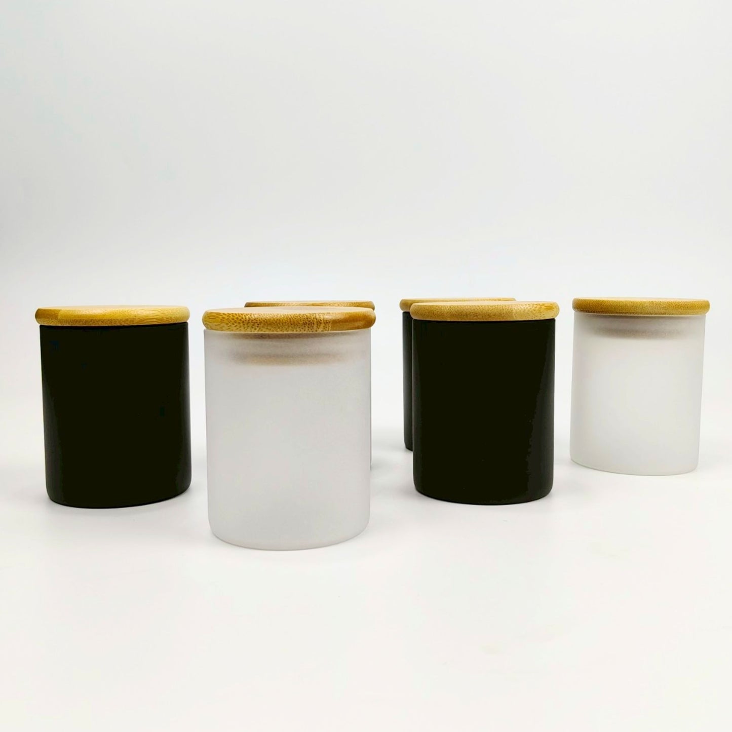 GLASS JAR | FROSTED GLASS JAR WITH WOODEN LID SIZE: 65 x 80MM - 200ML