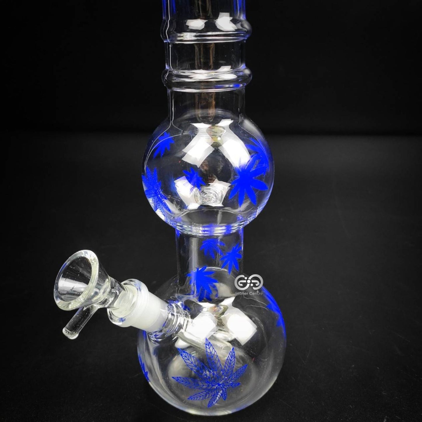 Glass Bong | MJ LEAF DOUBLE SPHERE GLASS BONG 12 INCH