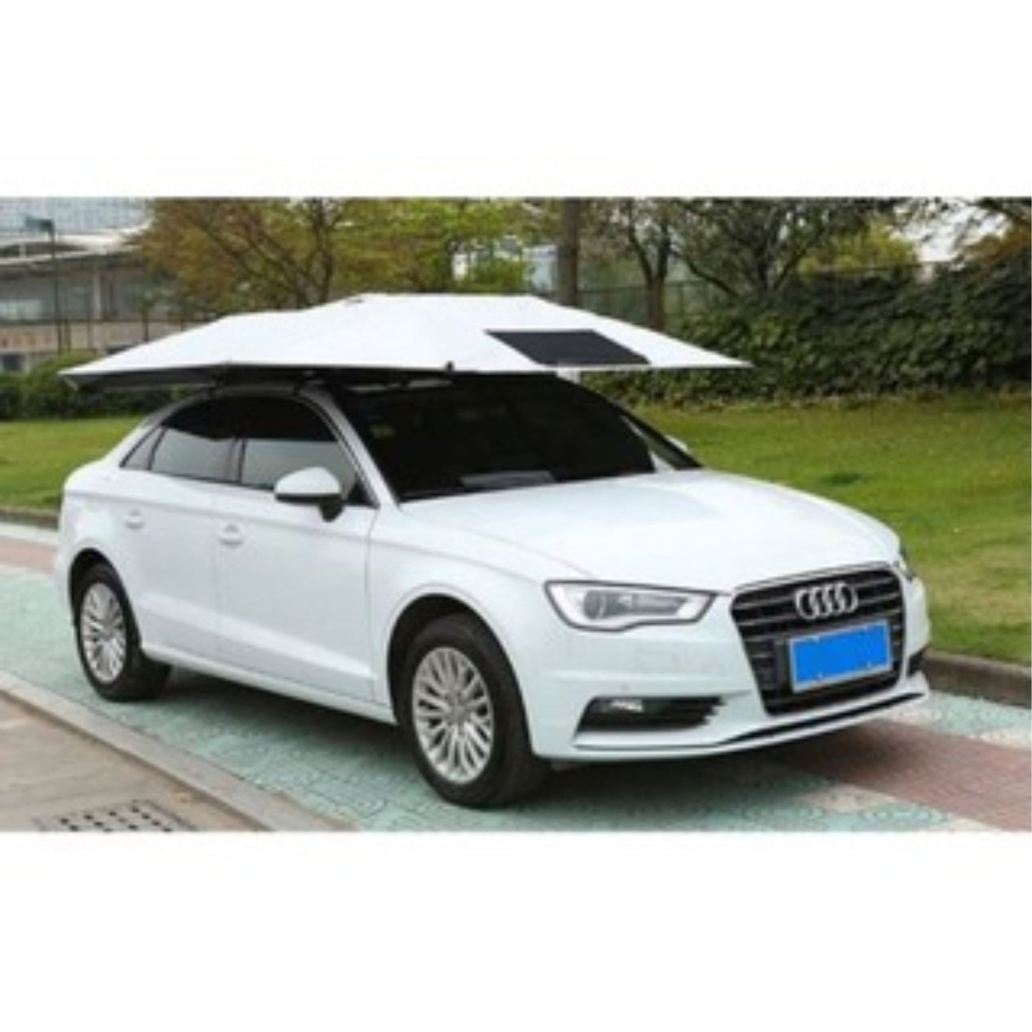 ร่มกันแดดรถยนต์ บังแดดรถยนต์ สำหรับรถ SUV และรถกระบะ รุ่น Manual (ขนาด 320x220cm) แถมขาตั้งร่ม