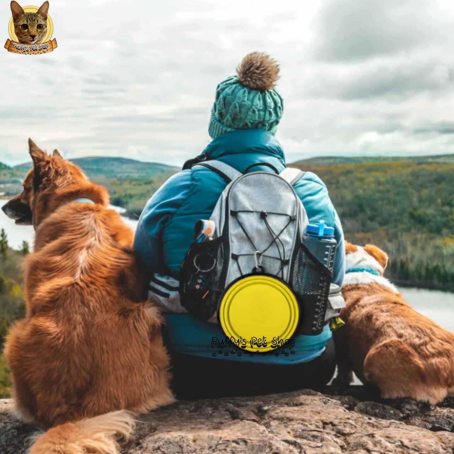 Puffy's Pet Shop | Collapsible Silicone Pet Bowl – Travel Friendly ชามซิลิโคนพับได้ สำหรับสัตว์เลี้ยง พกพาสะดวก เหมาะสำหรับเดินทาง ขนาด 13 x 5.5 x 9 ซม.