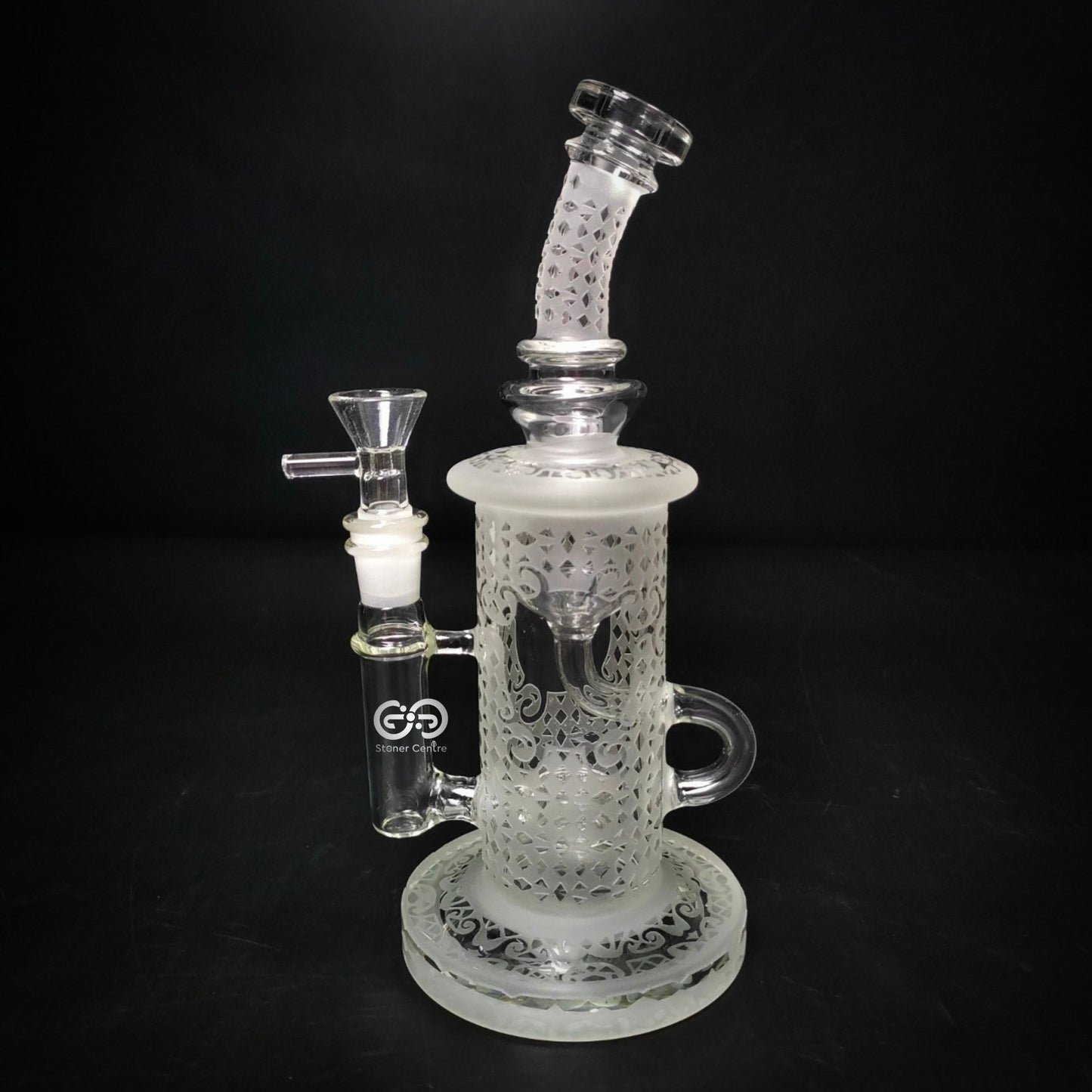 Glass Bong | ENGRAVED DYNASTY DAB RIG 14 MM JOINT WITH PERC 9 INCH