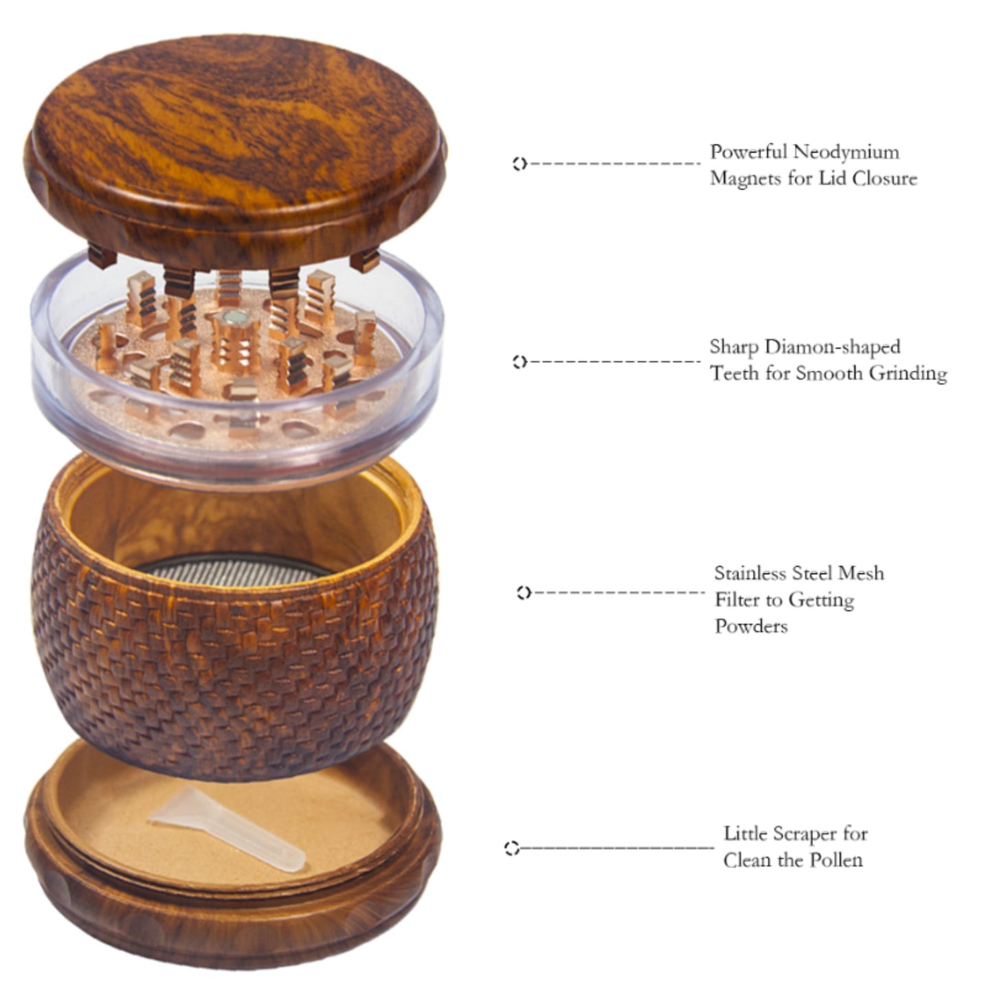 GRINDER | RATTAN RESIN GRINDER 4 LAYERS 69 MM