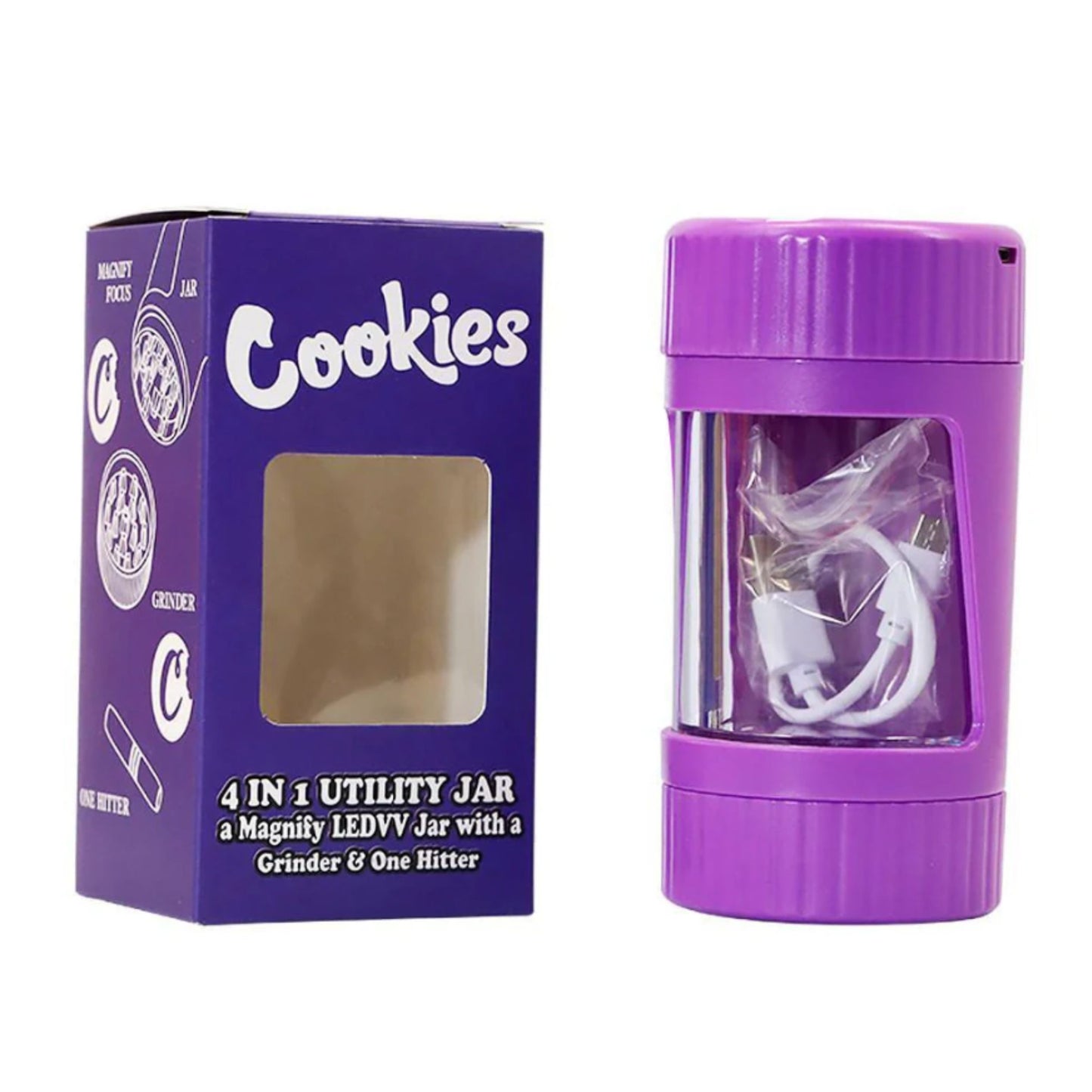 GRINDER | CK 4 IN 1 JAR WITH LED | MAGNIFYING GLASS &amp; ONE-HITTER