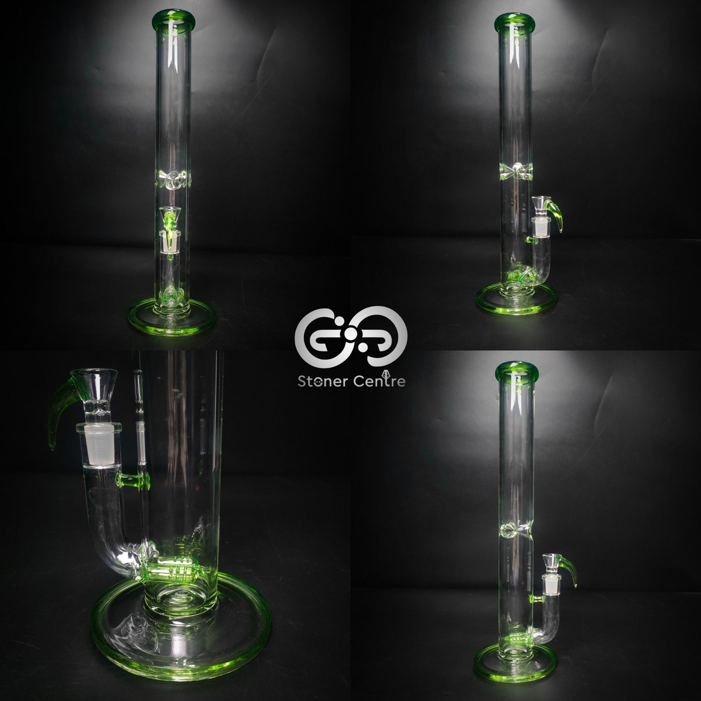 Glass Bong | NO LOGO STR WITH DOUBLE INLINE PERC 18 MM COLORFUL HORN 17 INCH