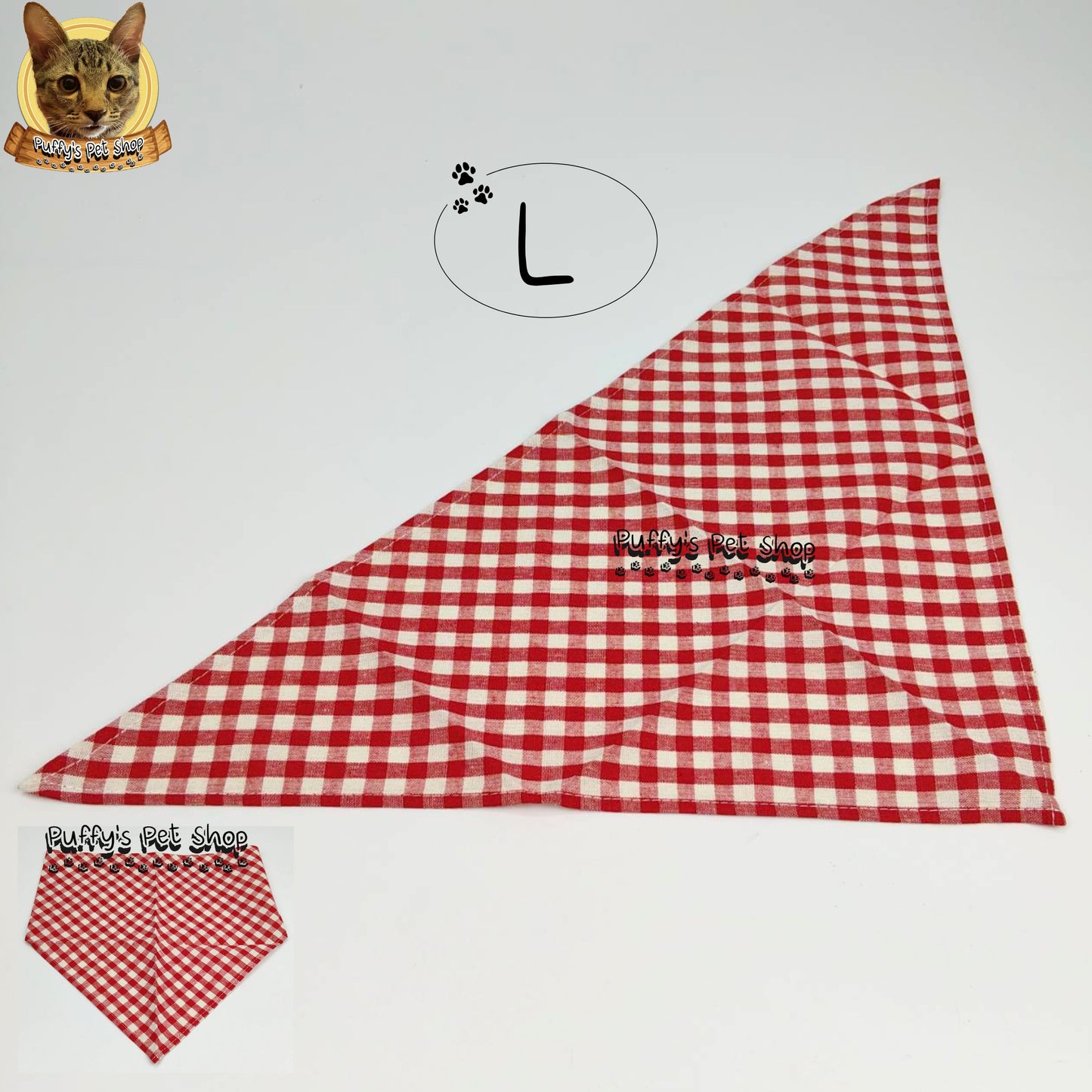 Puffy's Pet Shop |  Luxury Cotton Pet Scarf  ผ้าพันคอสัตว์เลี้ยงพรีเมียม ผ้าคอตตอนแท้ เนื้อผ้าดี ไม่ระคายเคือง สำหรับสุนัขและแมว ขนาด L 60 ซม.