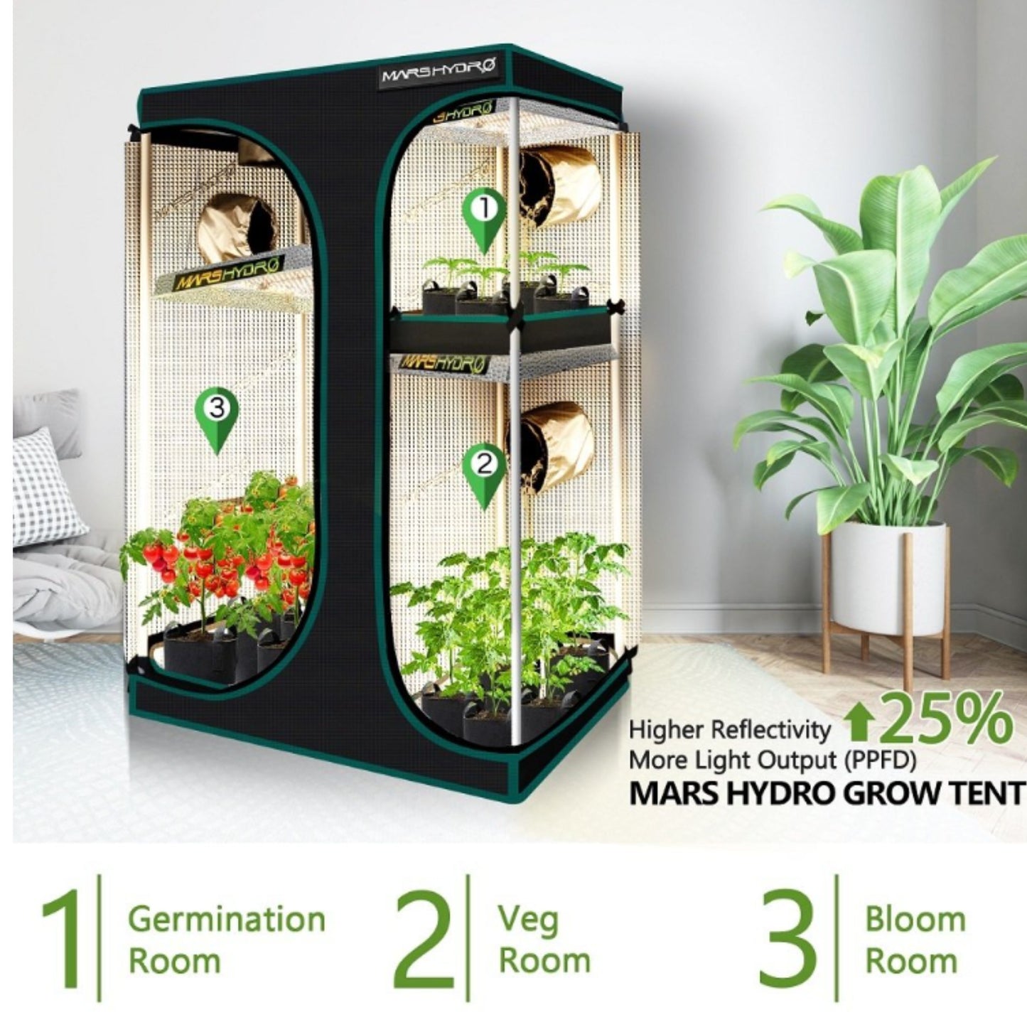 GROWING TOOLS | MASR HYDRO 2 IN 1 GROW TENT 90x60x140 CM