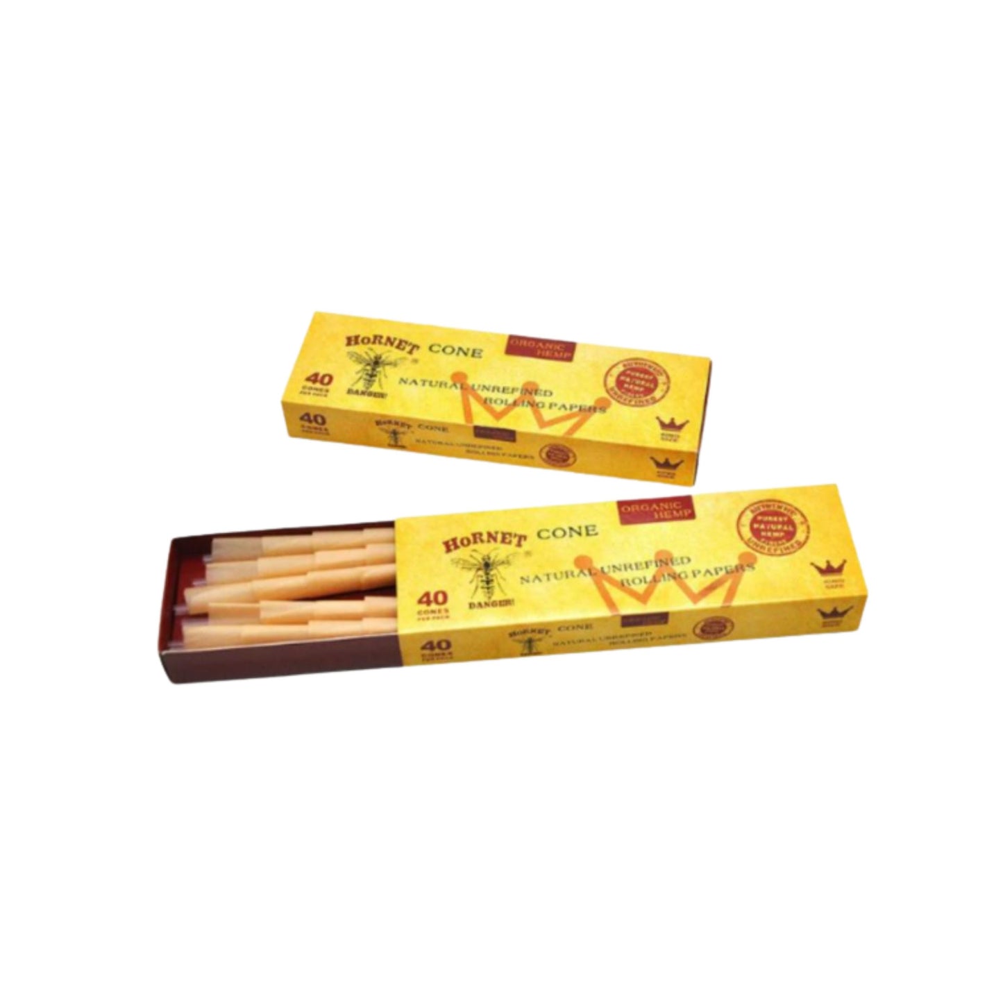 ROLLING PAPER | HORNET BROWN KINGSIZE ORGANIC HEMP PRE - ROLLED CONES