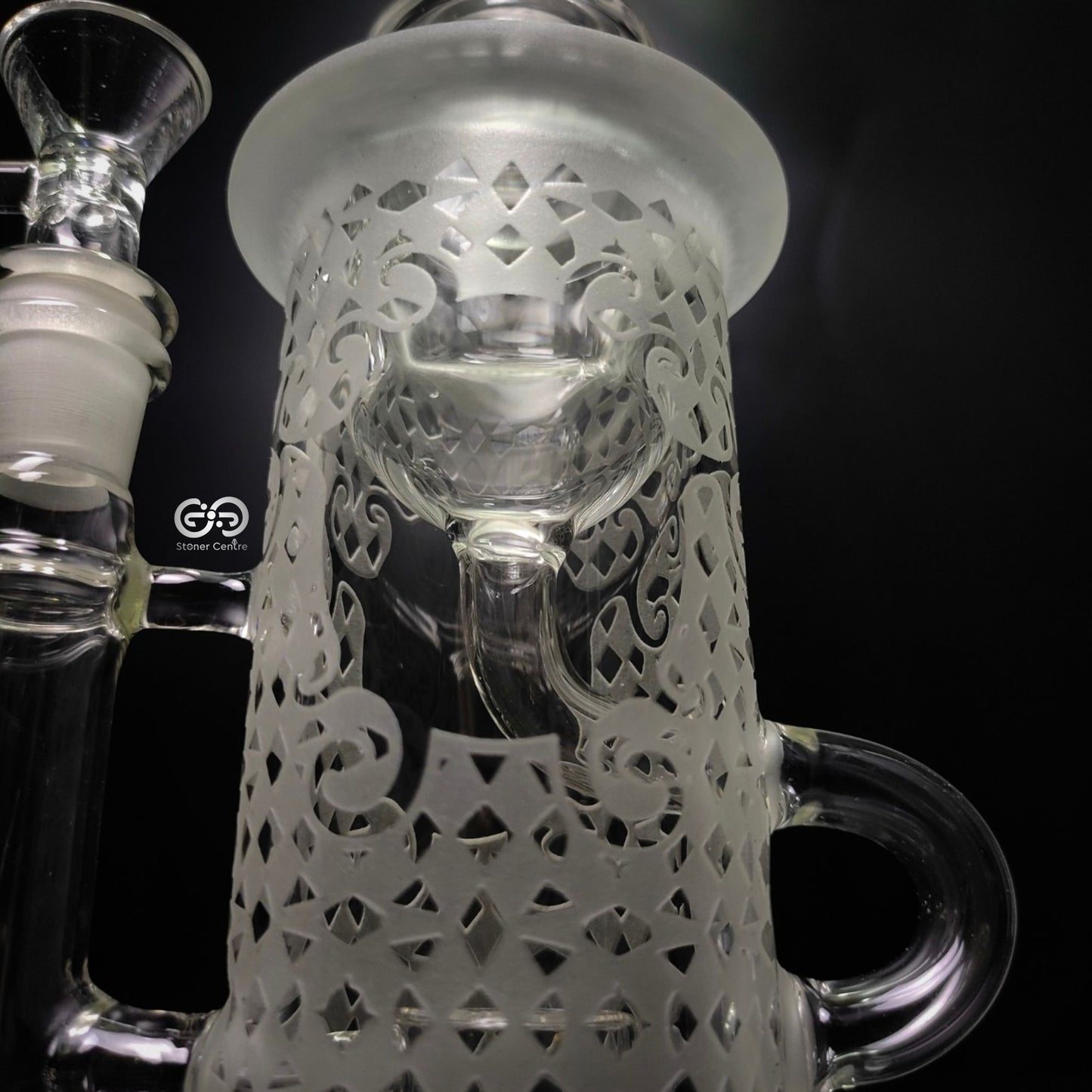 Glass Bong | ENGRAVED DYNASTY DAB RIG 14 MM JOINT WITH PERC 9 INCH