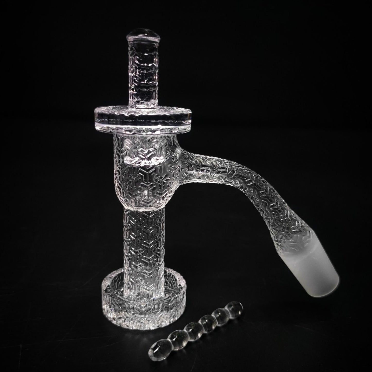 QUARTZ BOWL | PATTERNED QUARTZ BOWL WITH CAP & DAB PEARL 14 MM 45&90 DEGREE