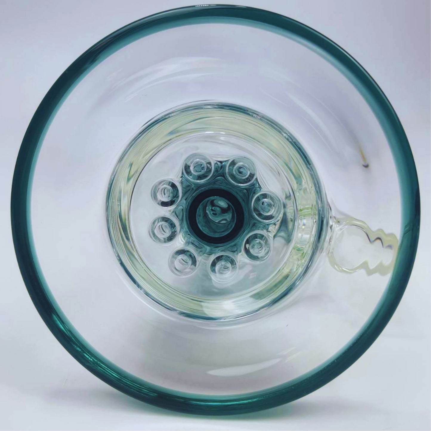 GLASS BONG | STRAIGHT GLASS RIG 10.5 INCH 18MM JOINT BUILT IN DOUBLE WATERFALL PERC - 16 ARM DIFFUSER THICKEN BASE AND COLOR TOP